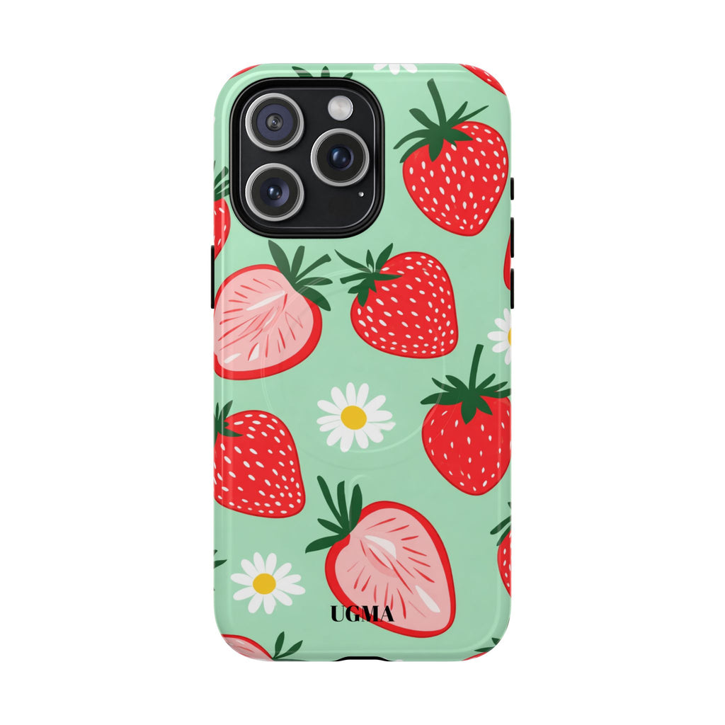 Strawberry Daisy Tough Magnetic Phone Case — Protective Floral iPhone Cover