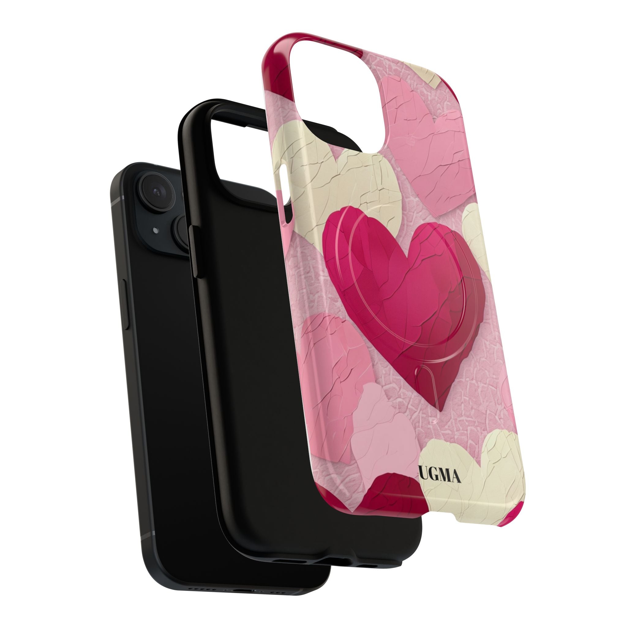 Phone Case — Pink Layered Hearts Tough Magnetic Protective Cover