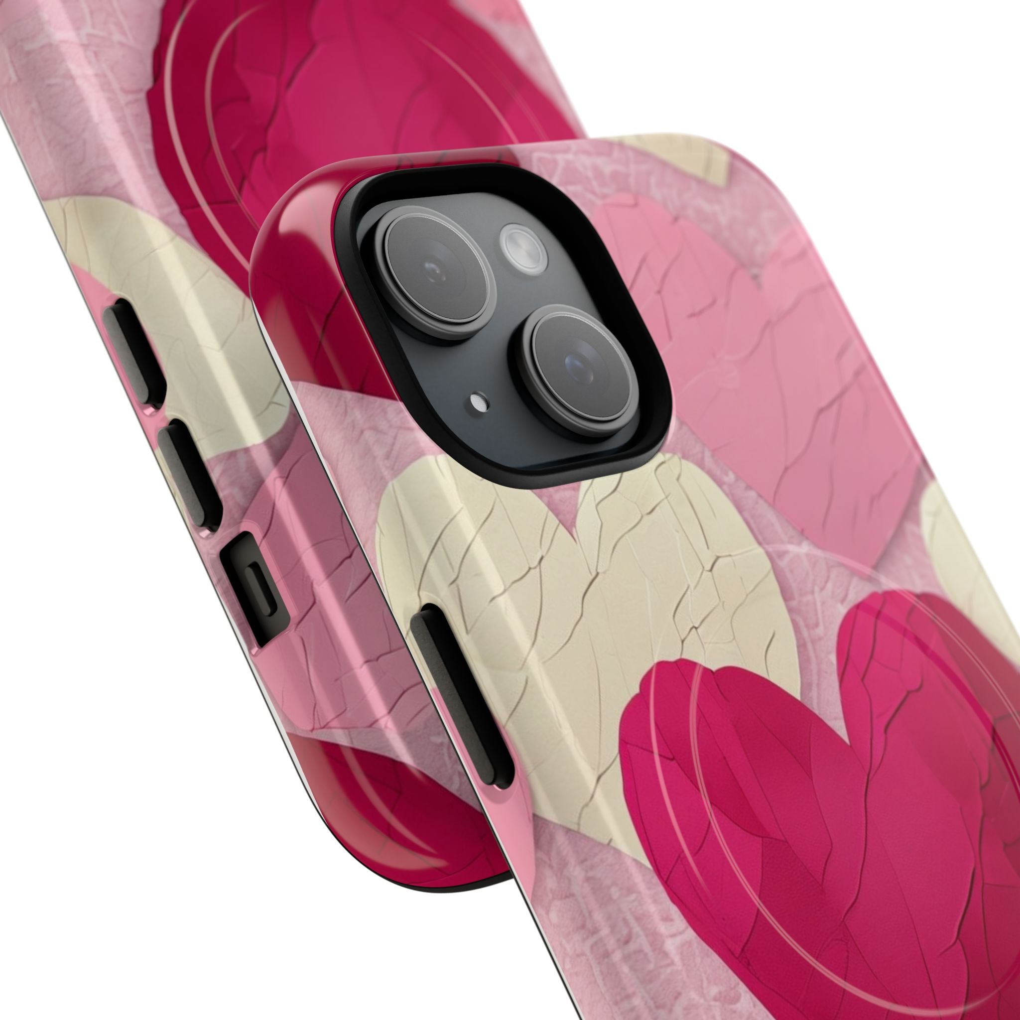 Phone Case — Pink Layered Hearts Tough Magnetic Protective Cover