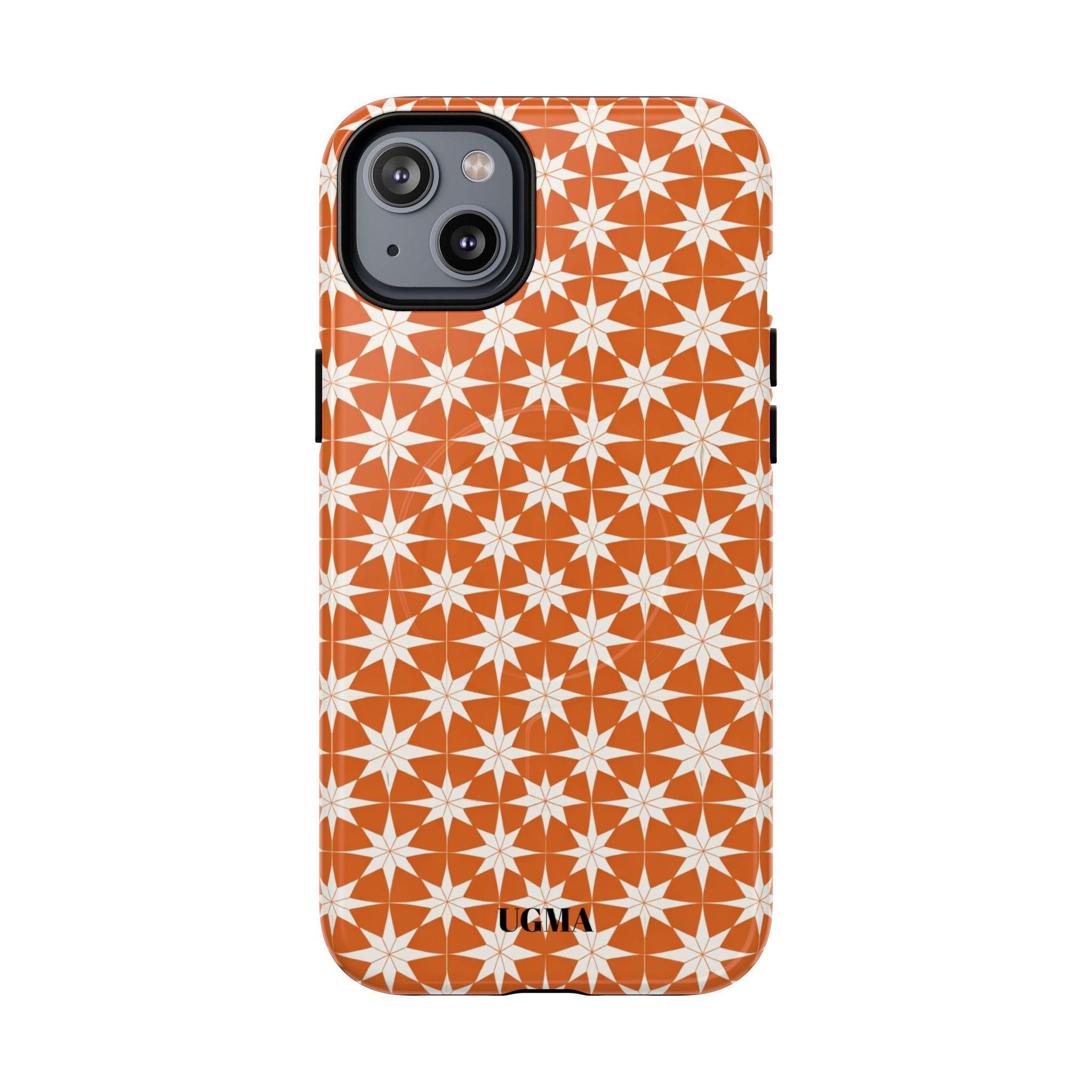 Magnetic Phone Case — Orange Geometric Star Pattern Tough Protective Cover