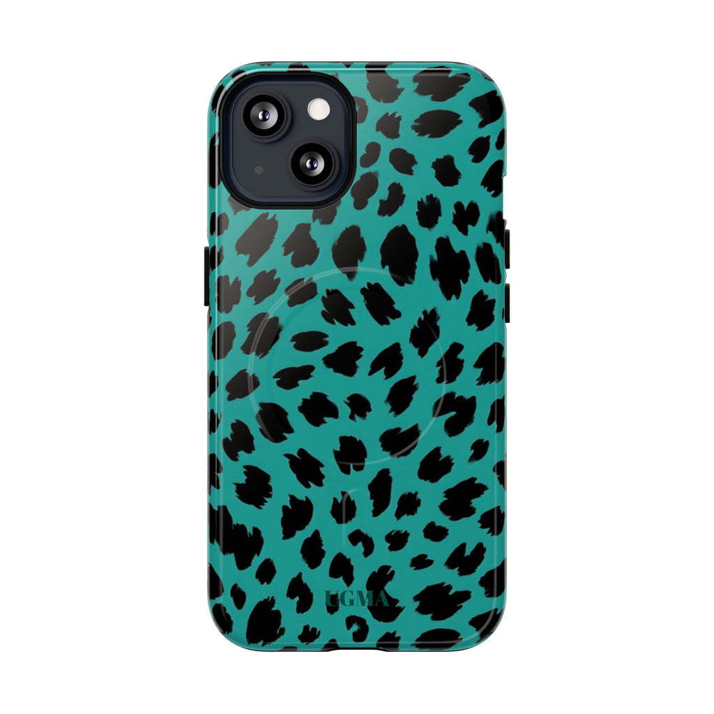 Teal Leopard Tough Magnetic Phone Case — Protective Magnetic iPhone Cover