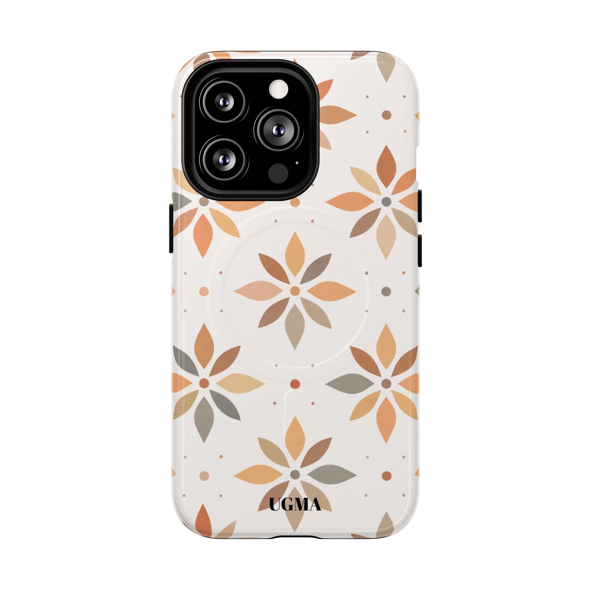 Floral Tile Tough Magnetic Phone Case — Neutral Autumn Blossom Design