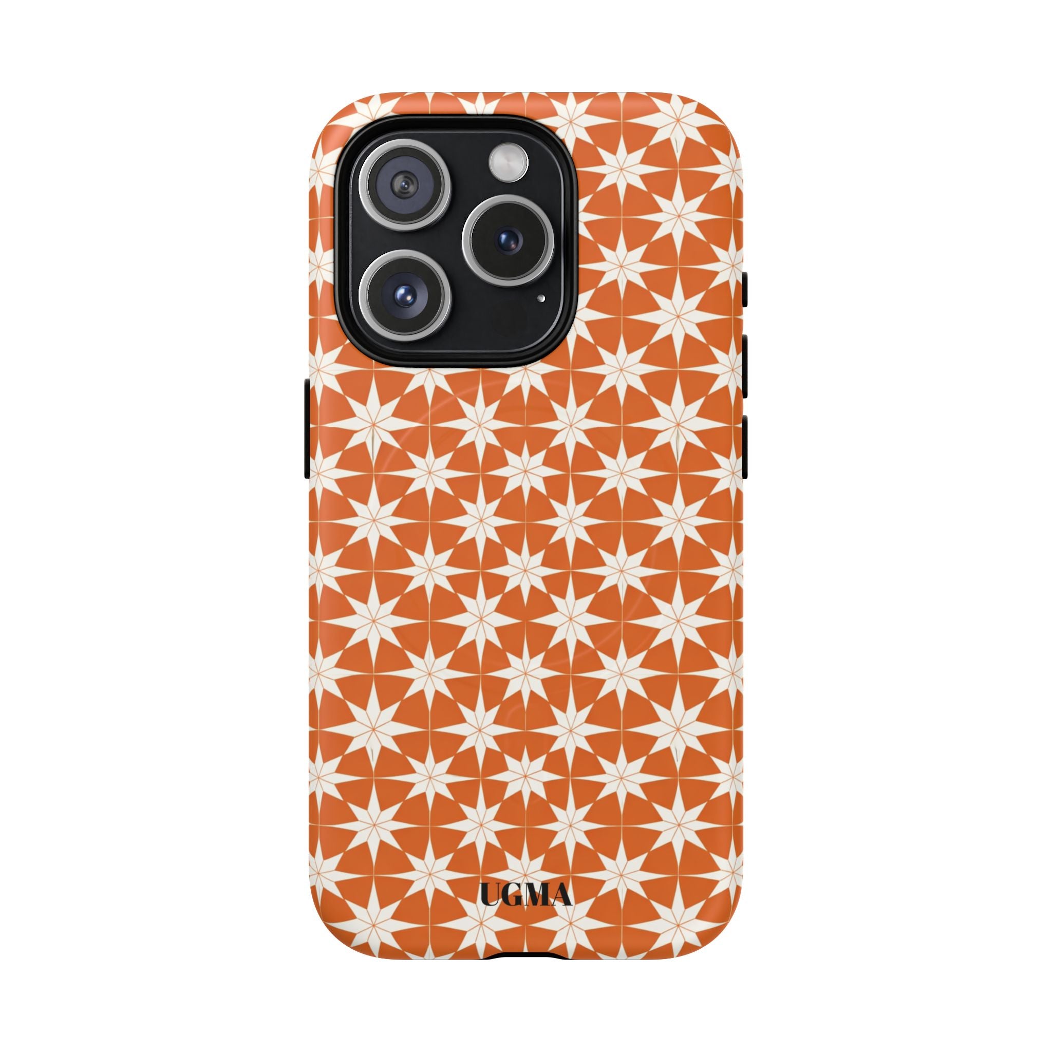 Magnetic Phone Case — Orange Geometric Star Pattern Tough Protective Cover
