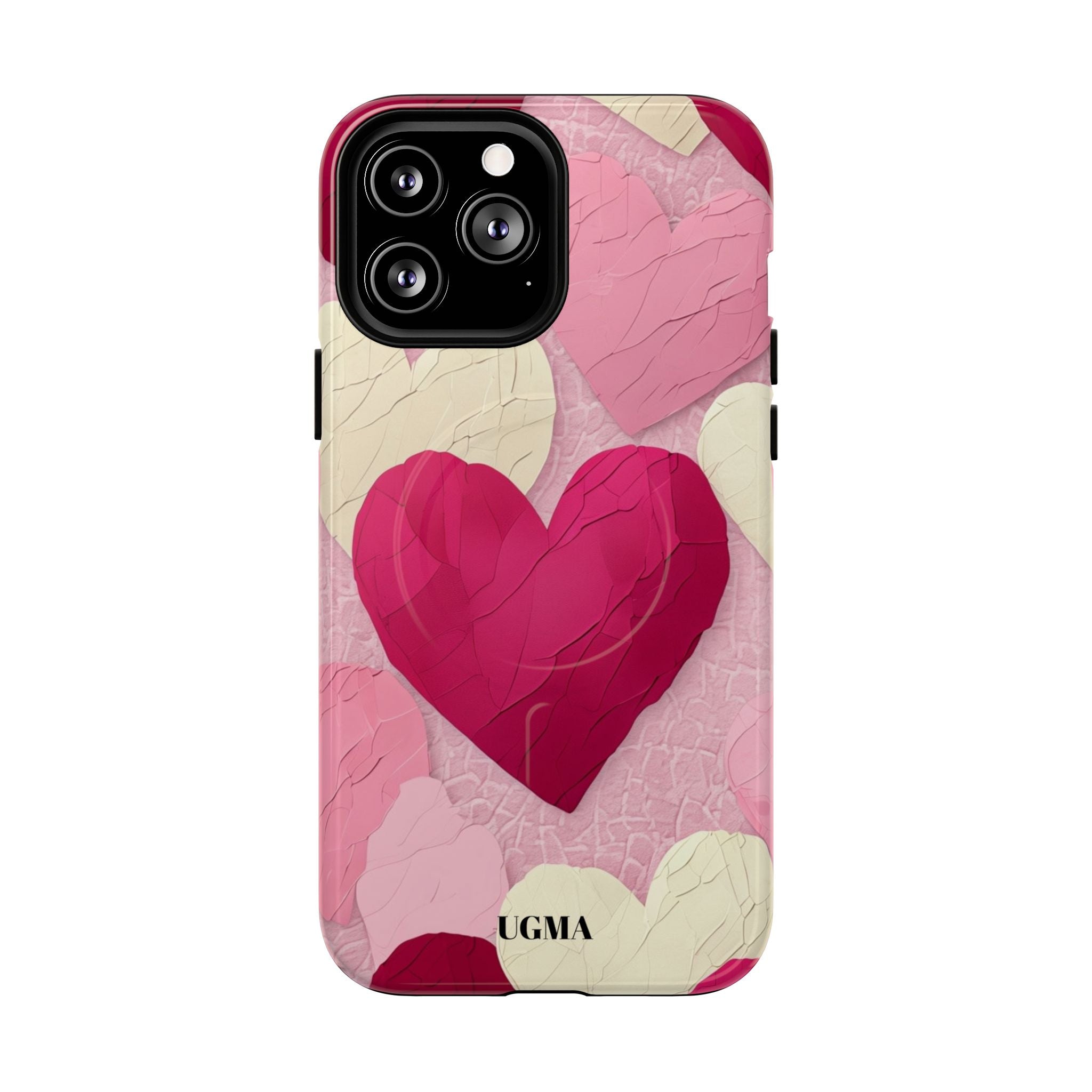 Phone Case — Pink Layered Hearts Tough Magnetic Protective Cover