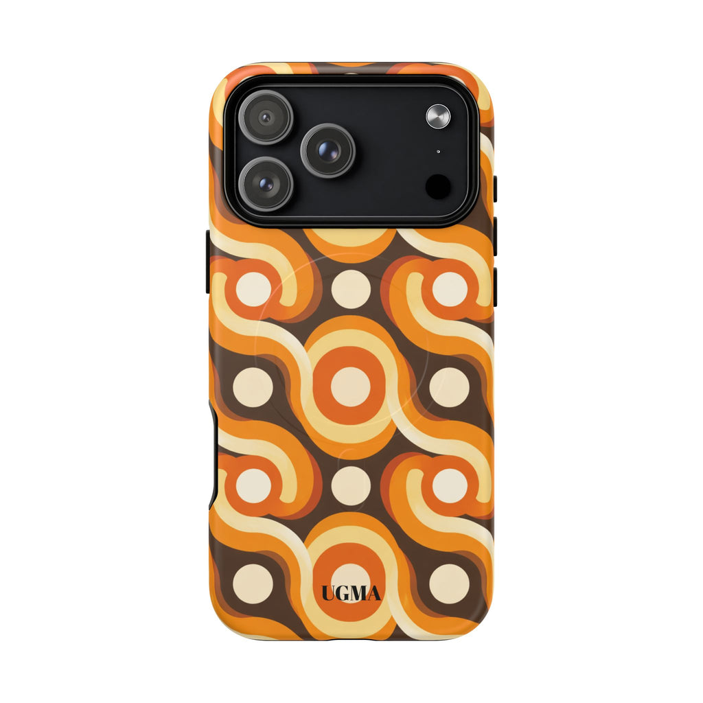 Retro Orange Swirl Phone Case — Tough Magnetic Protective Case