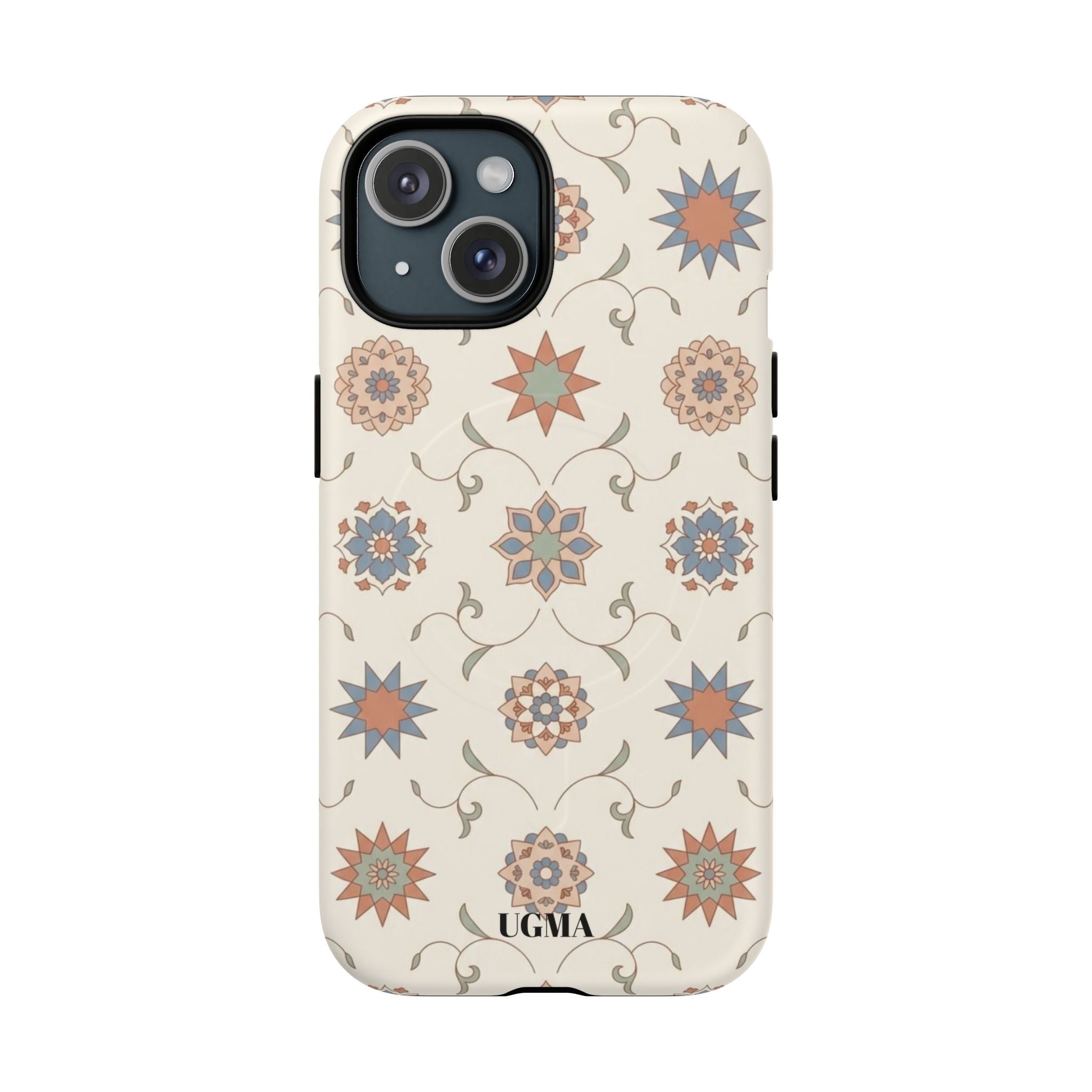 Floral Moroccan Tough Magnetic Phone Case — Boho Vintage Star Tile Design