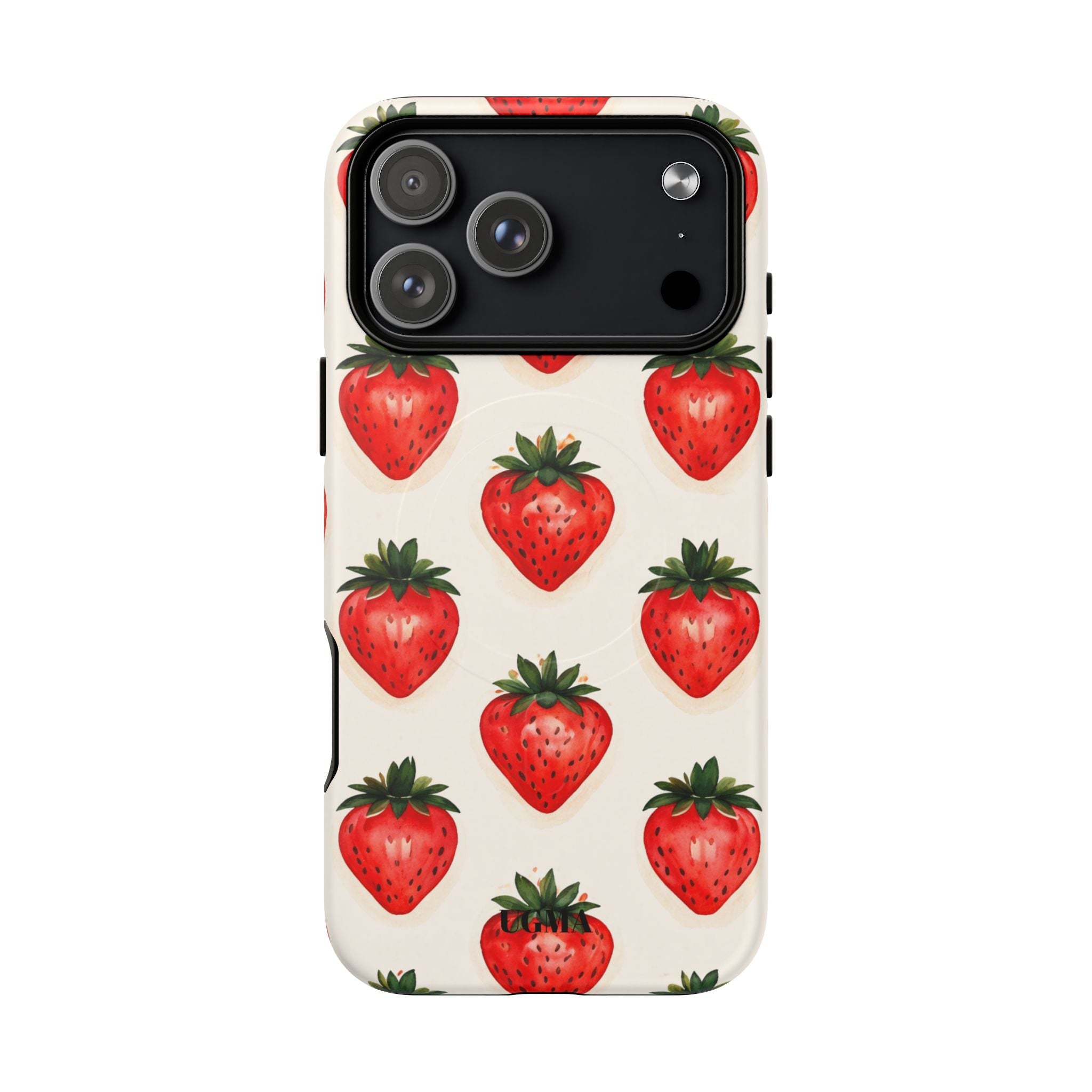 Strawberry Pattern Tough Magnetic Phone Case — Cute Fruit iPhone Cover