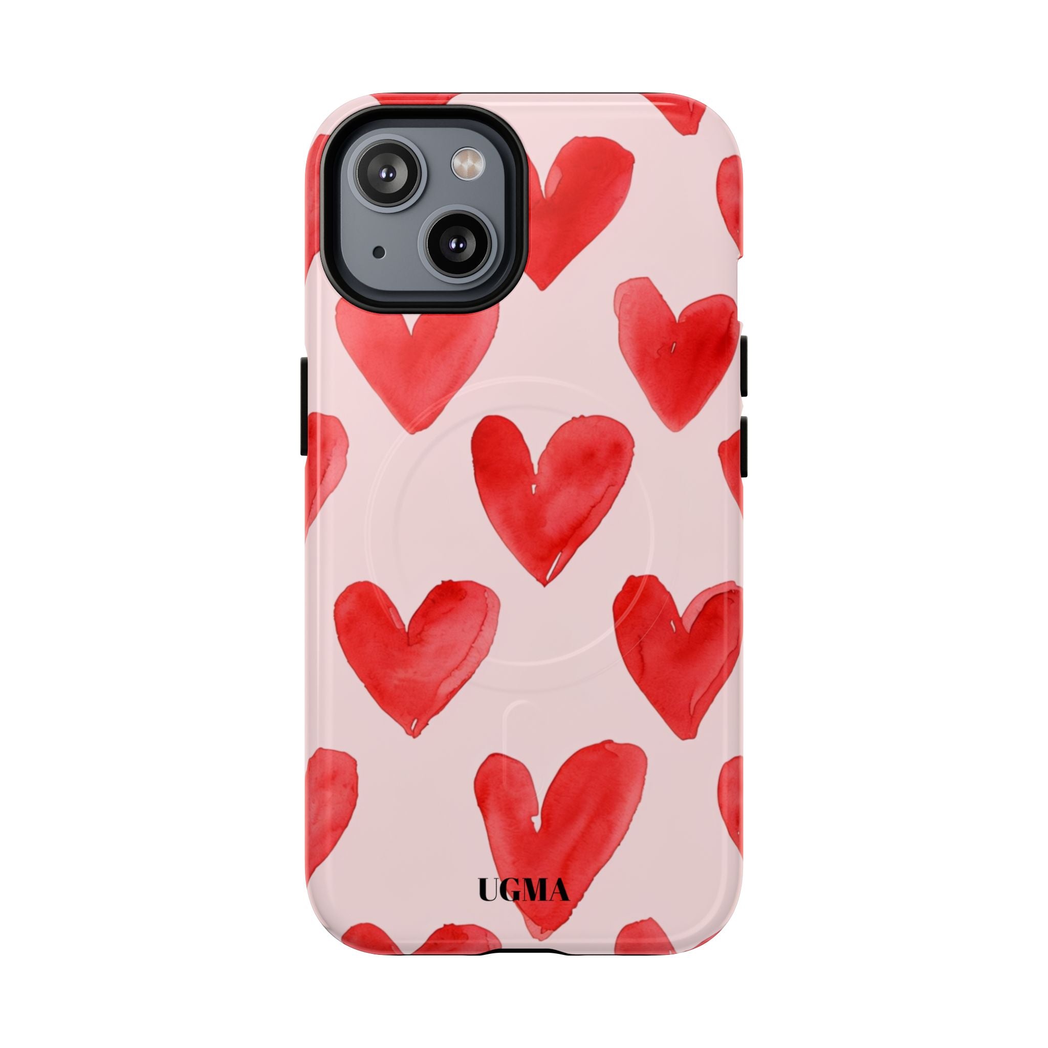 Phone Case - Red Watercolor Hearts Tough Magnetic Case
