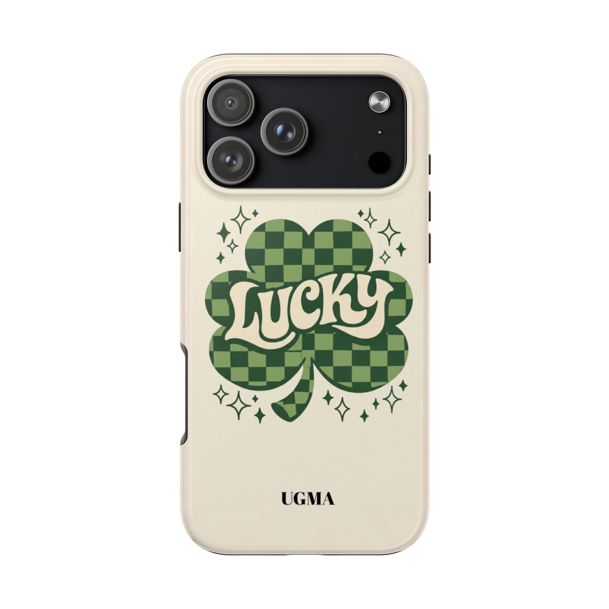 Lucky Clover Phone Case — Retro Green Checker St. Patrick’s Tough Phone Case