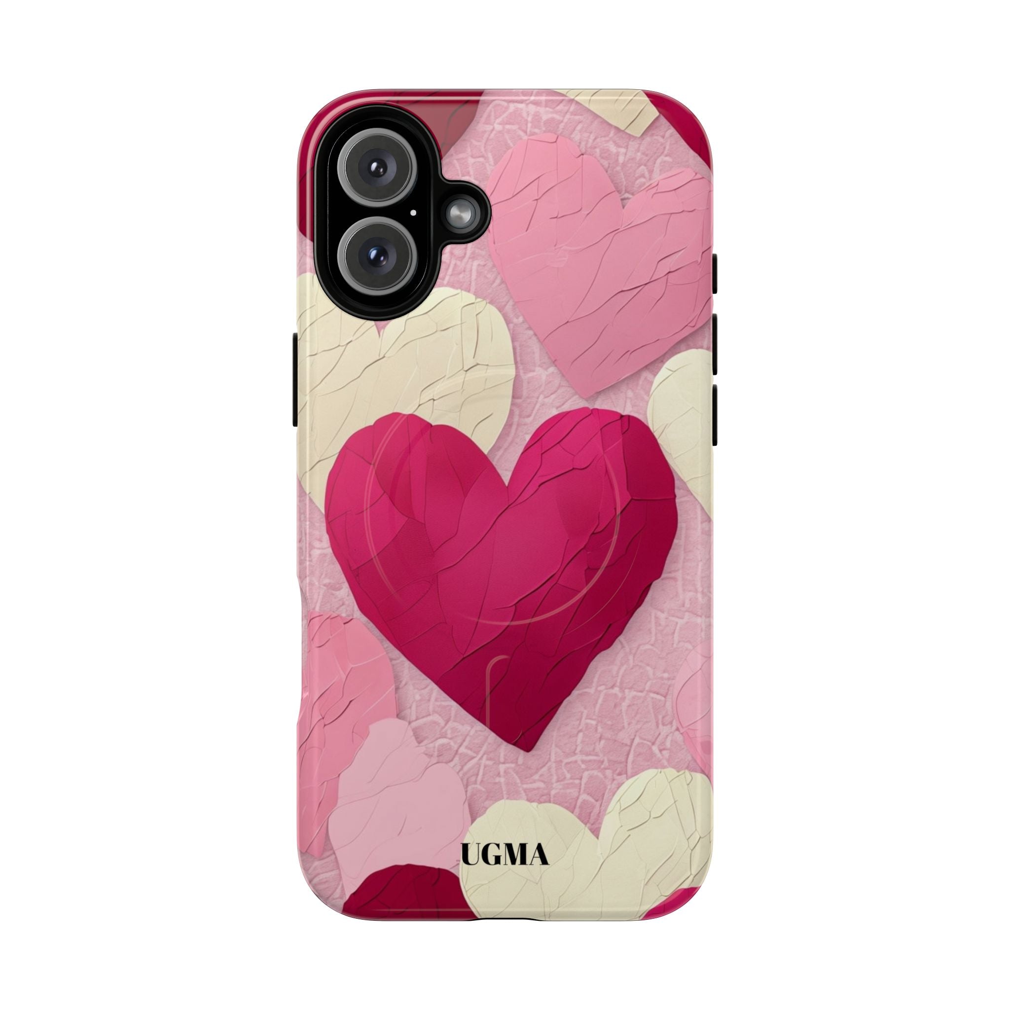 Phone Case — Pink Layered Hearts Tough Magnetic Protective Cover