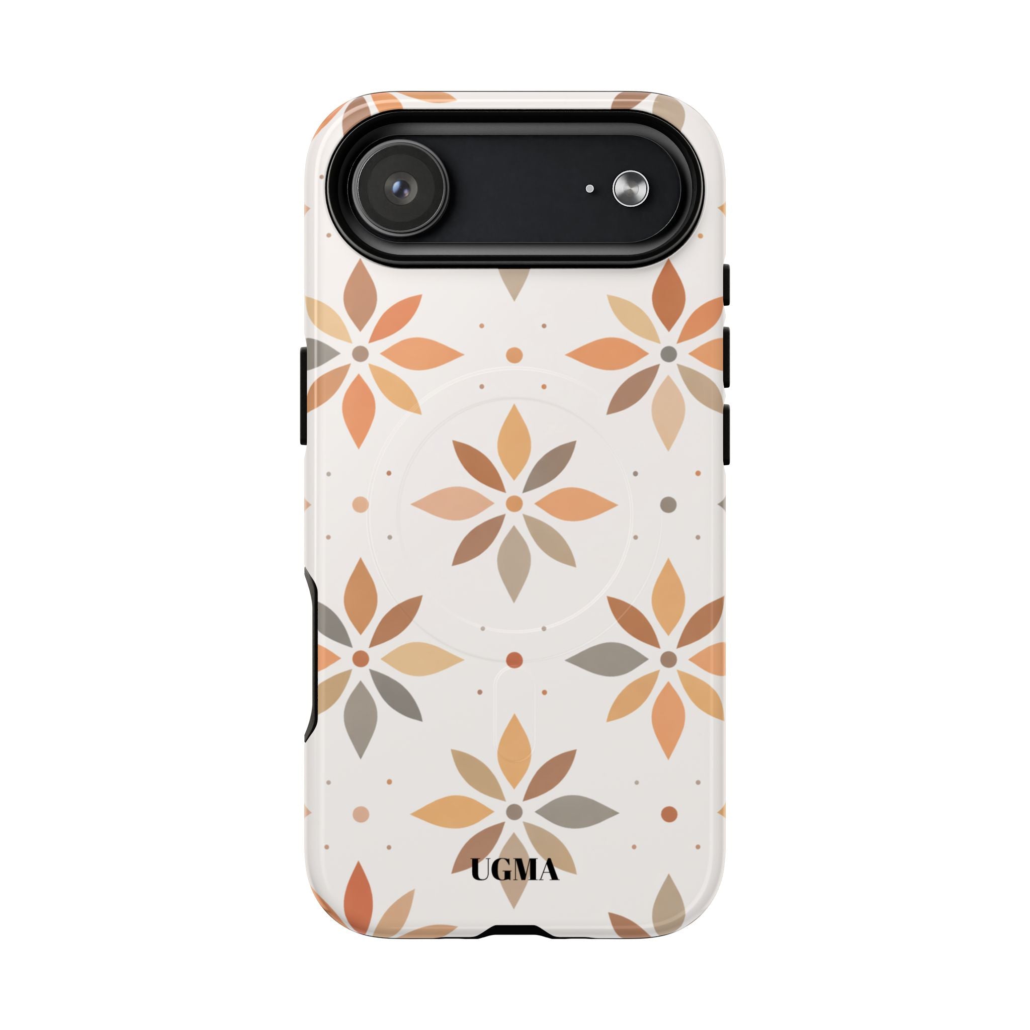 Floral Tile Tough Magnetic Phone Case — Neutral Autumn Blossom Design