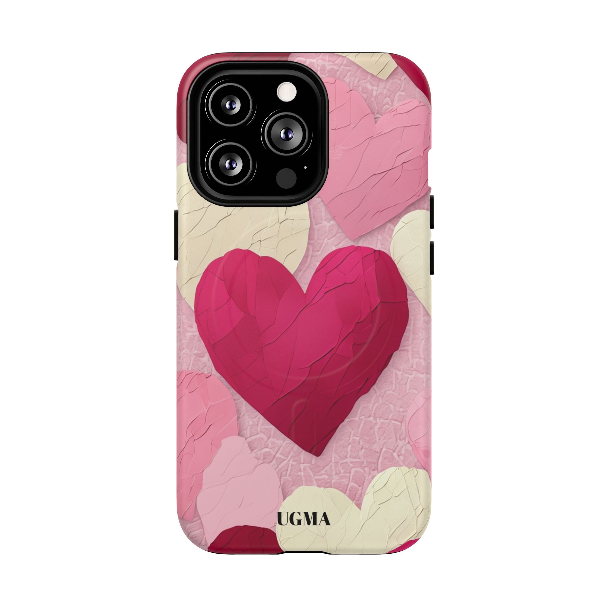 Phone Case — Pink Layered Hearts Tough Magnetic Protective Cover