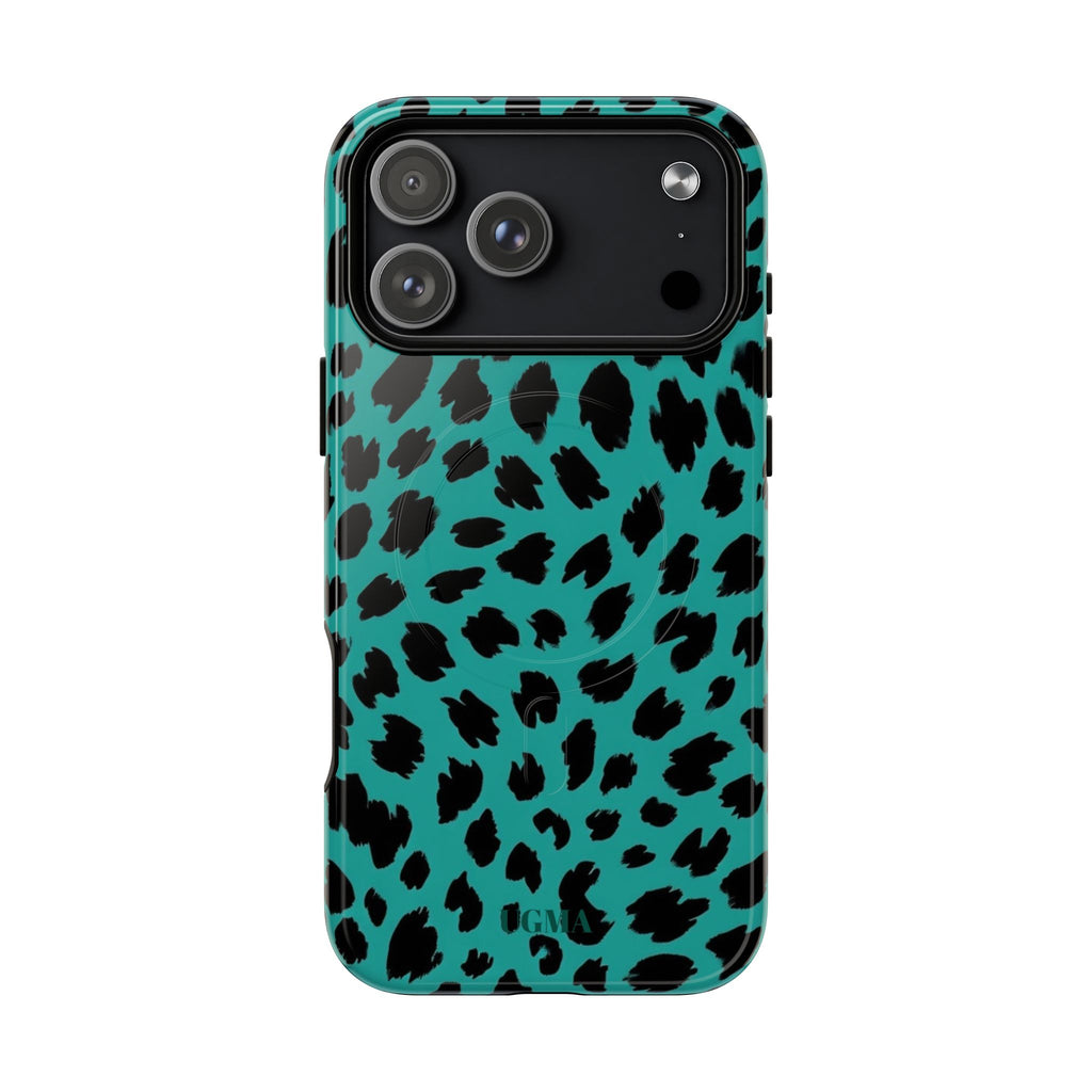 Teal Leopard Tough Magnetic Phone Case — Protective Magnetic iPhone Cover