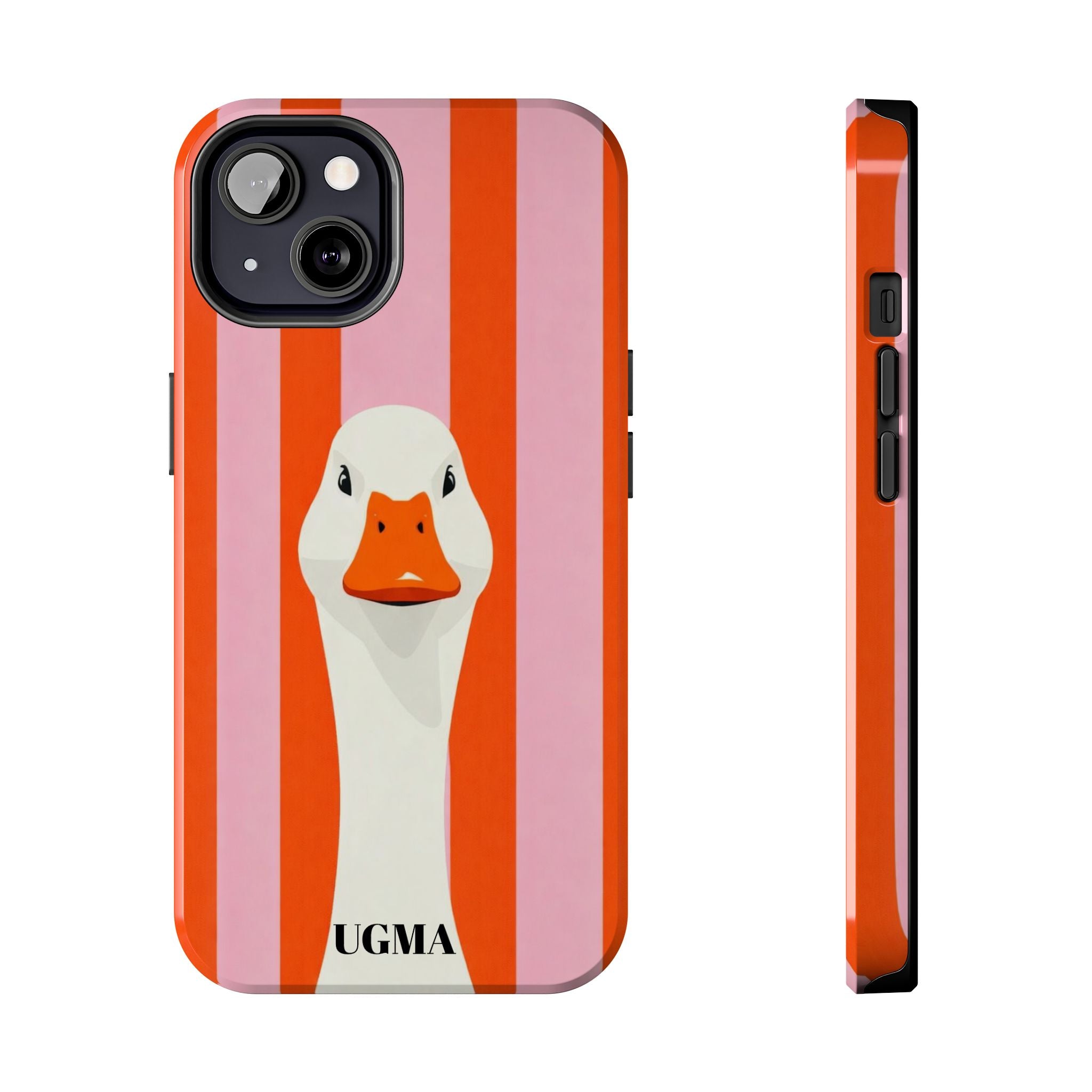 Goose Stripe Tough Phone Case — Quirky Duck Portrait Protective Cover
