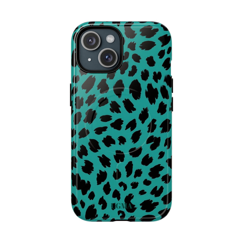Teal Leopard Tough Magnetic Phone Case — Protective Magnetic iPhone Cover