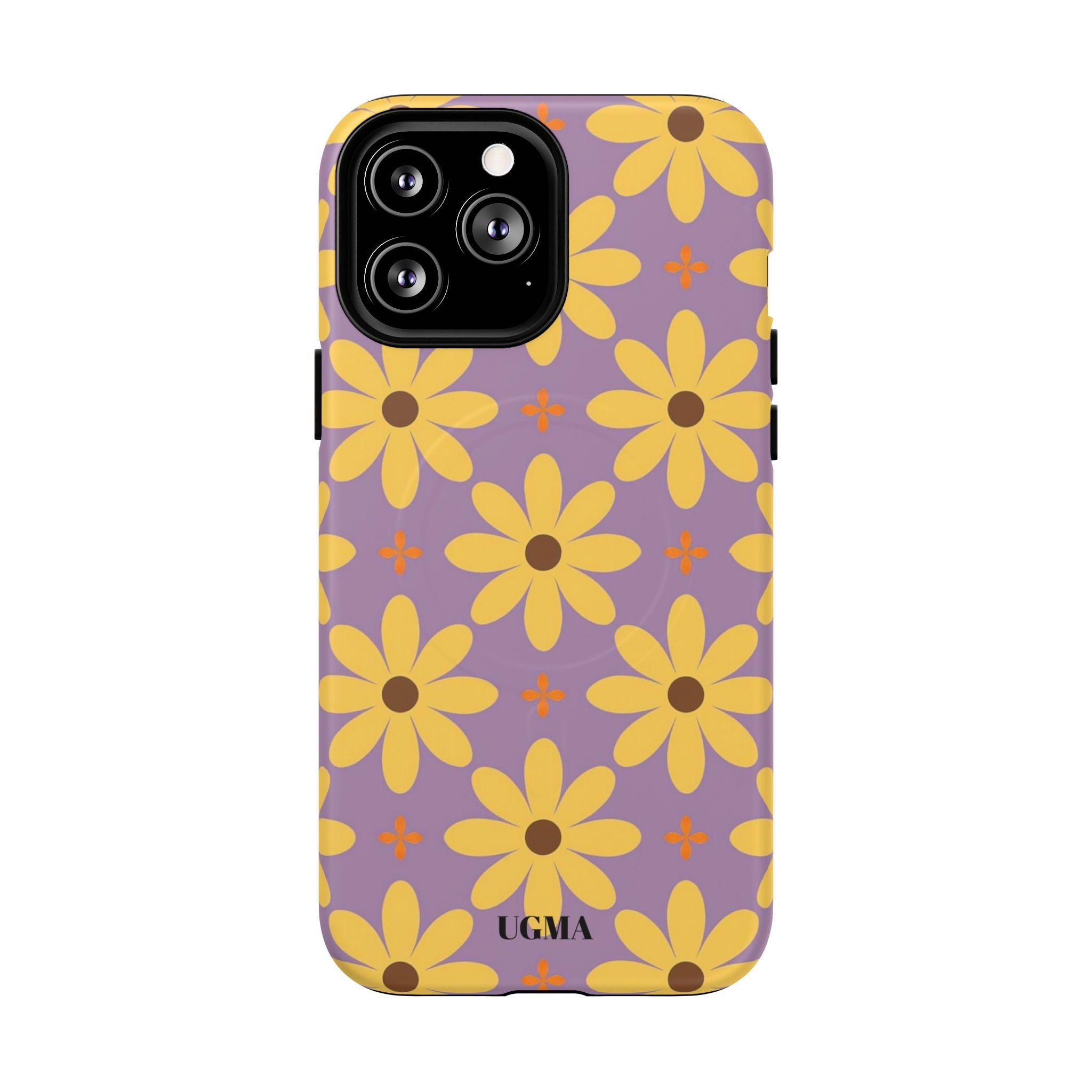 Floral Retro Daisy Tough Magnetic Phone Case — Yellow Flowers on Lavender