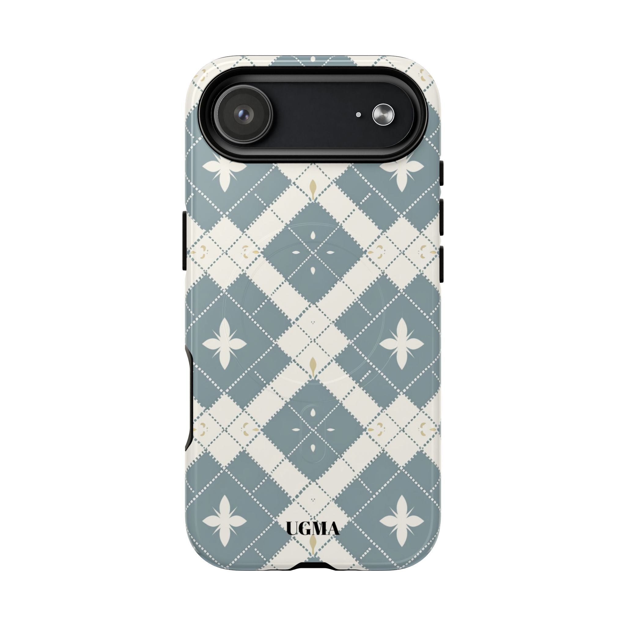 Argyle Fleur Tough Magnetic Phone Case — Blue Plaid Protective Cover