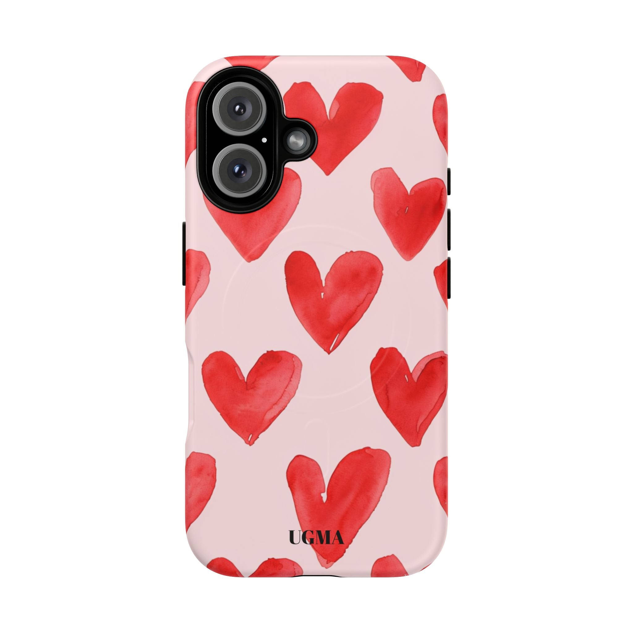 Phone Case - Red Watercolor Hearts Tough Magnetic Case