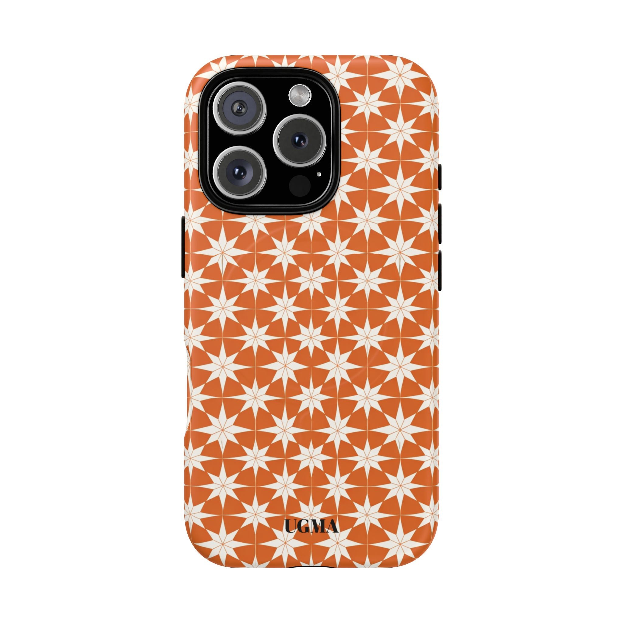 Magnetic Phone Case — Orange Geometric Star Pattern Tough Protective Cover
