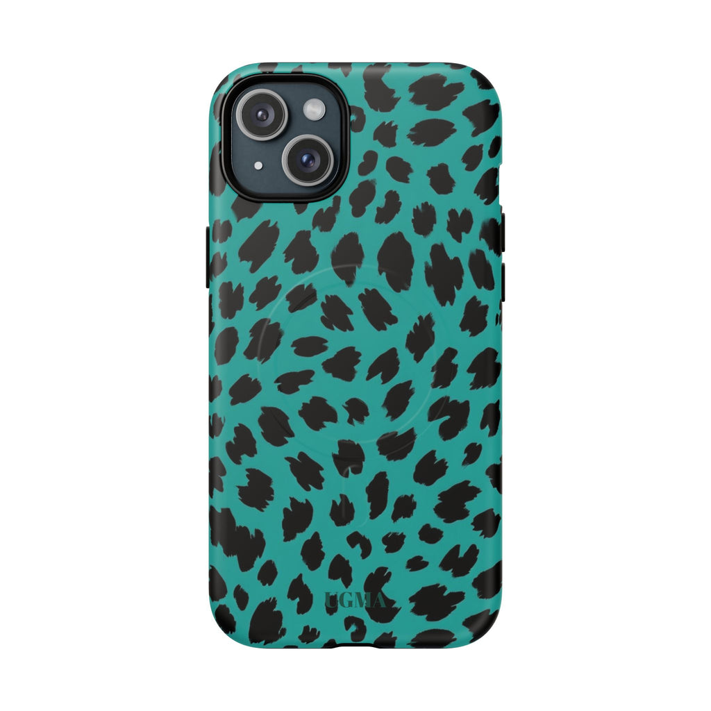 Teal Leopard Tough Magnetic Phone Case — Protective Magnetic iPhone Cover