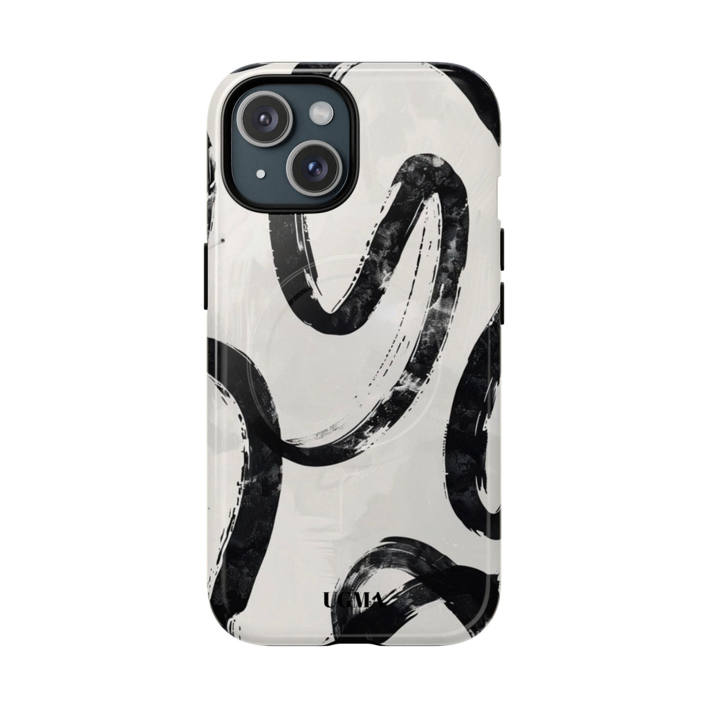 Abstract Black Brushstroke Tough Magnetic Phone Case — Protective Magnetic iPhone Cover