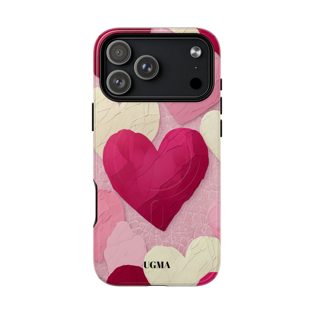 Phone Case — Pink Layered Hearts Tough Magnetic Protective Cover