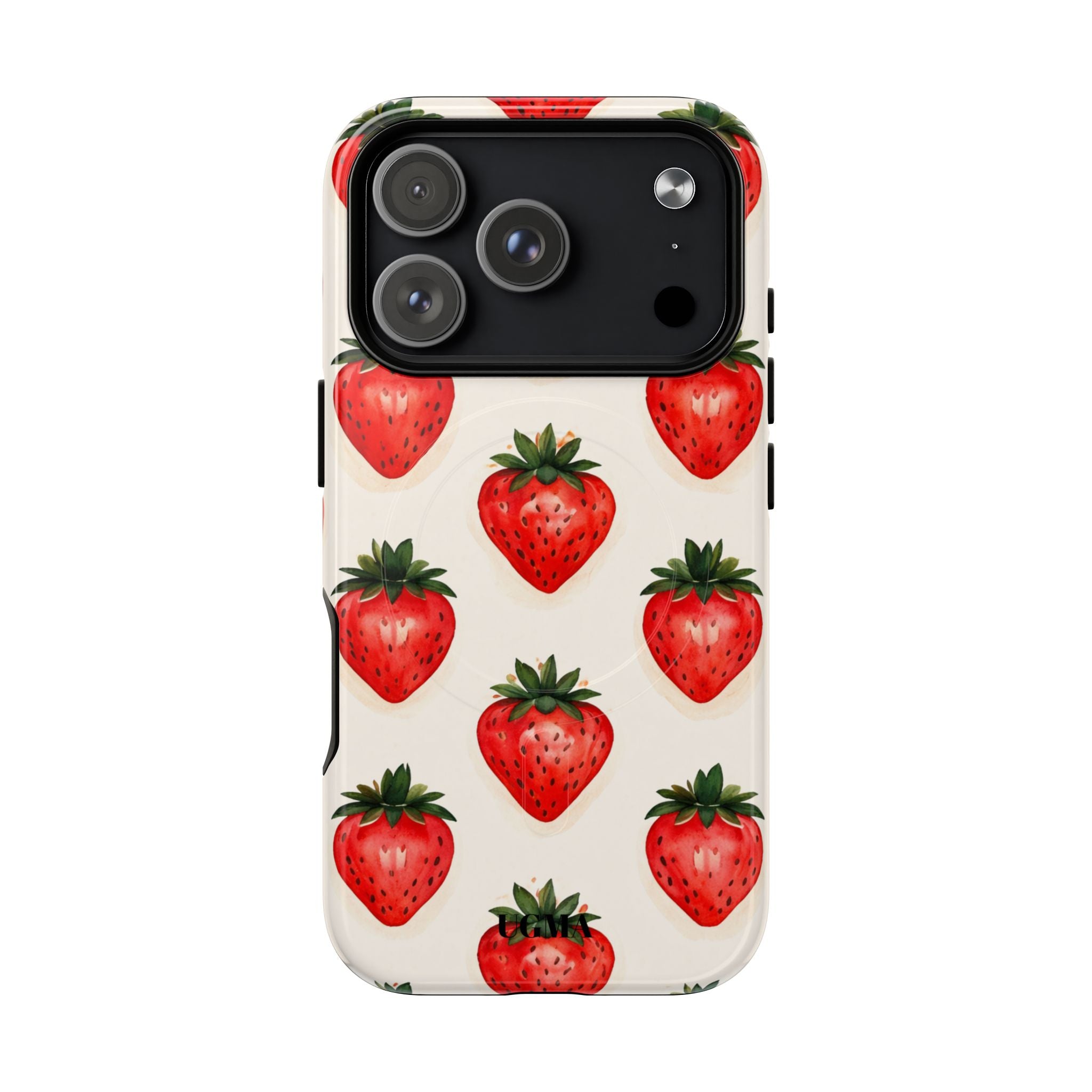 Strawberry Pattern Tough Magnetic Phone Case — Cute Fruit iPhone Cover