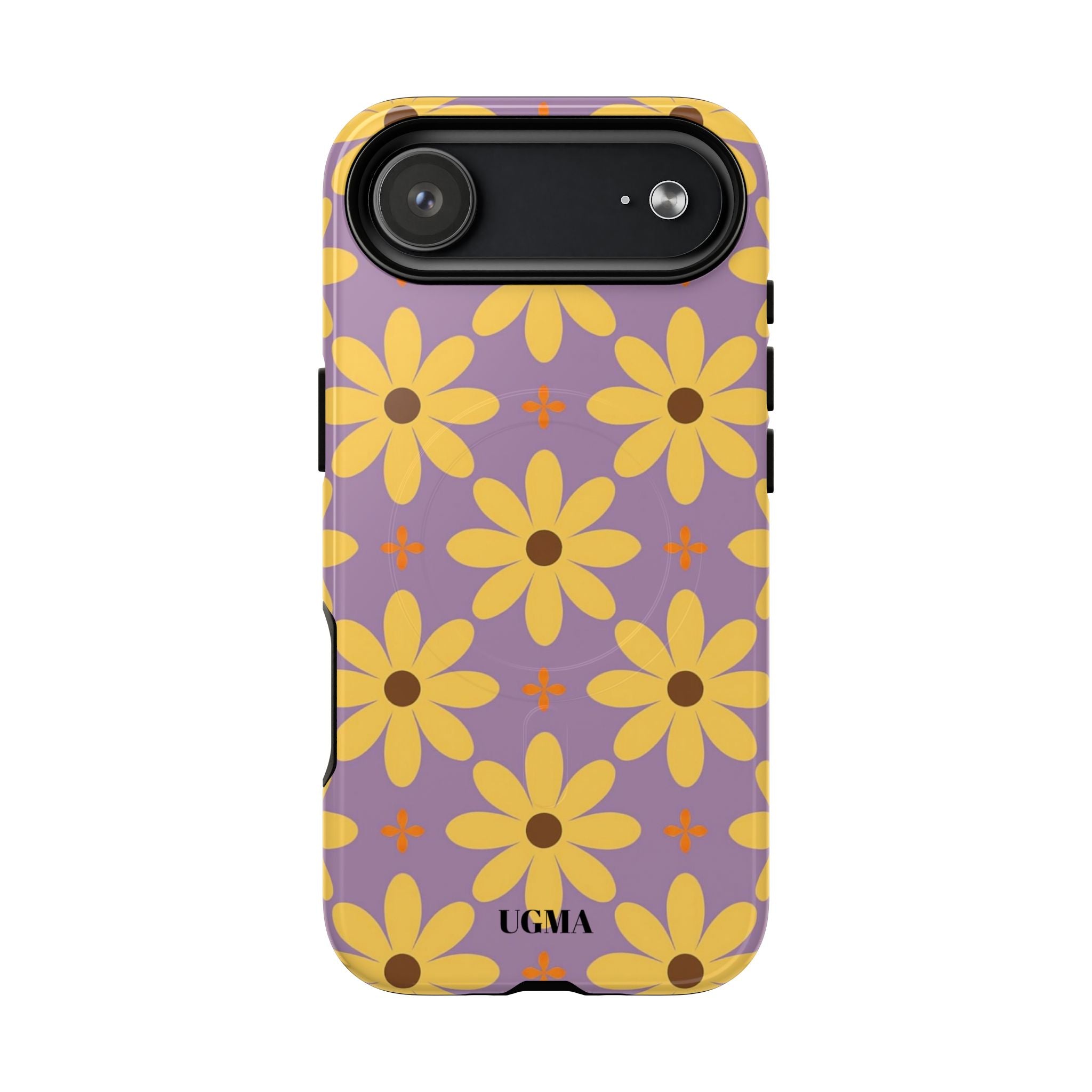 Floral Retro Daisy Tough Magnetic Phone Case — Yellow Flowers on Lavender
