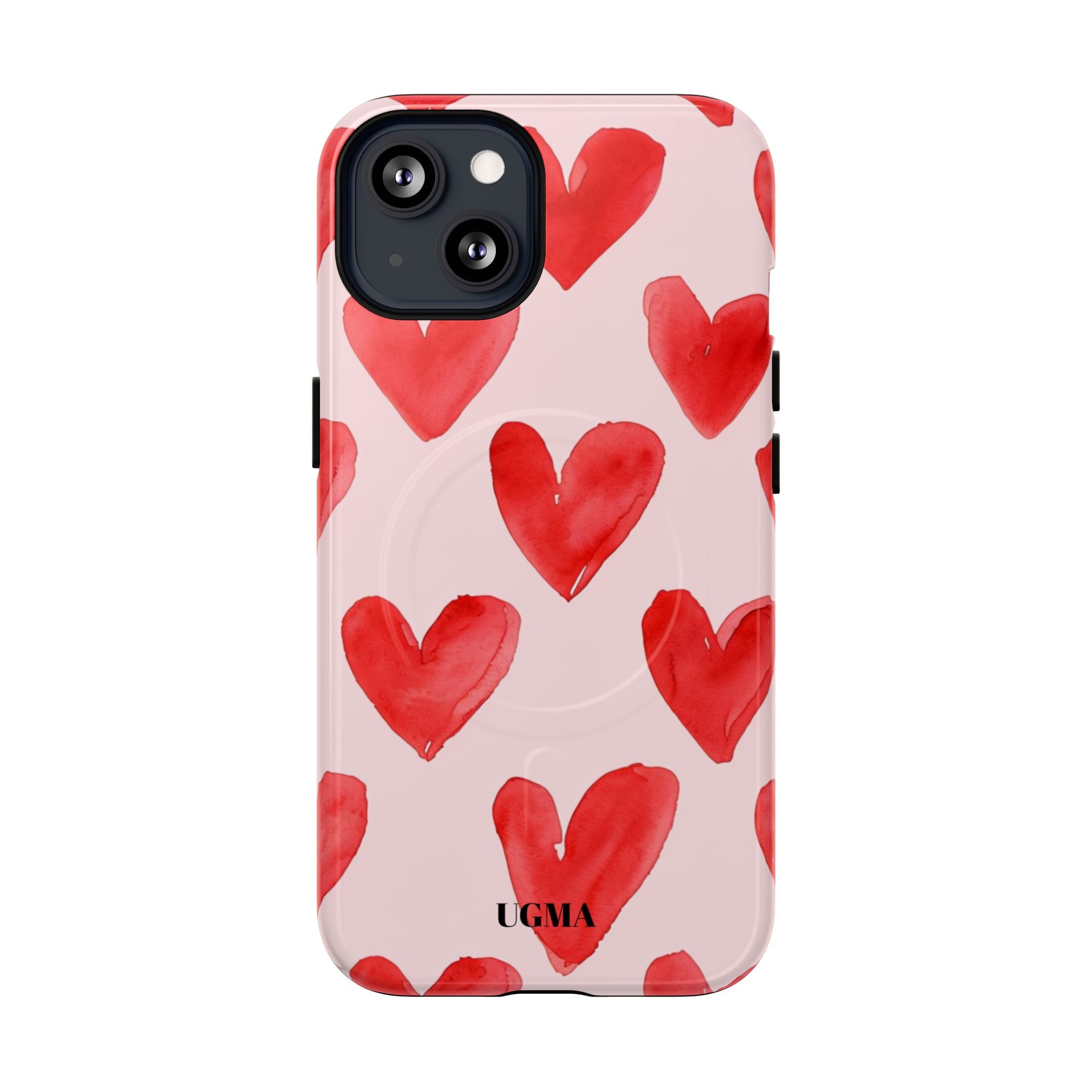 Phone Case - Red Watercolor Hearts Tough Magnetic Case