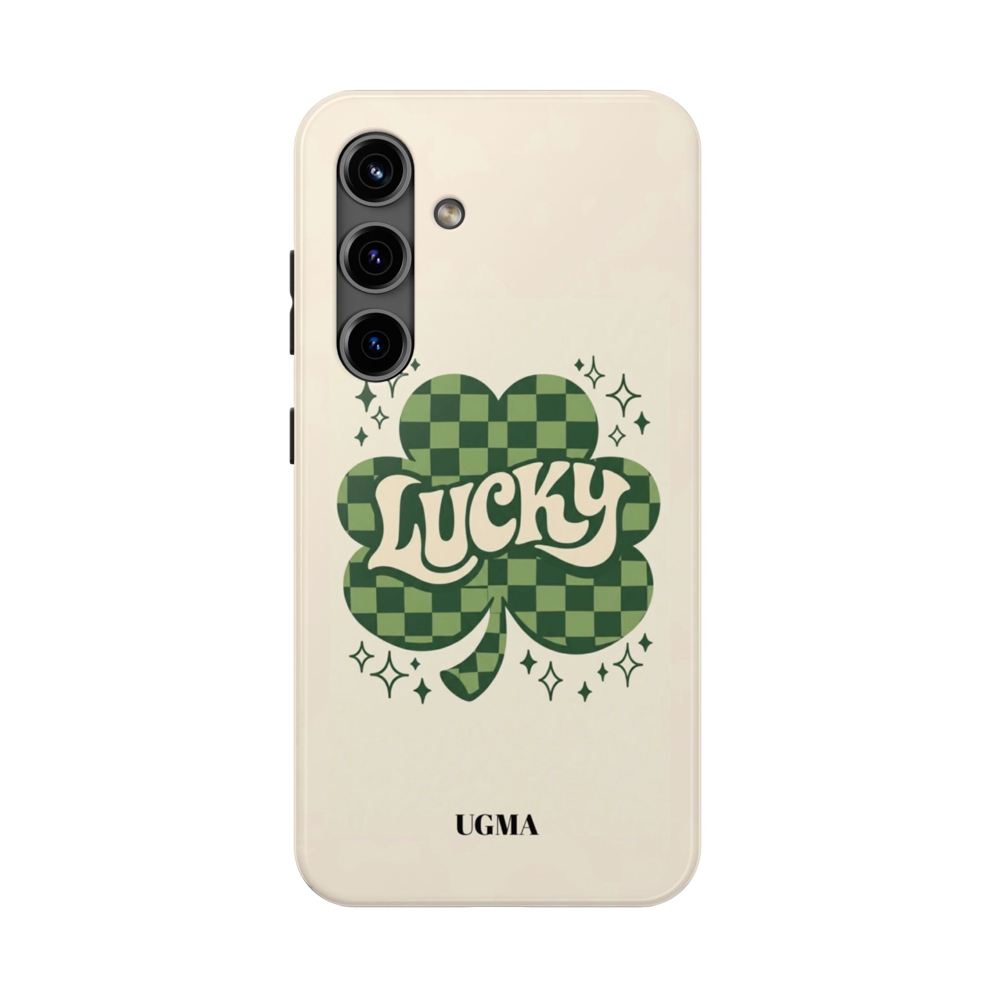 Lucky Clover Phone Case — Retro Green Checker St. Patrick’s Tough Phone Case