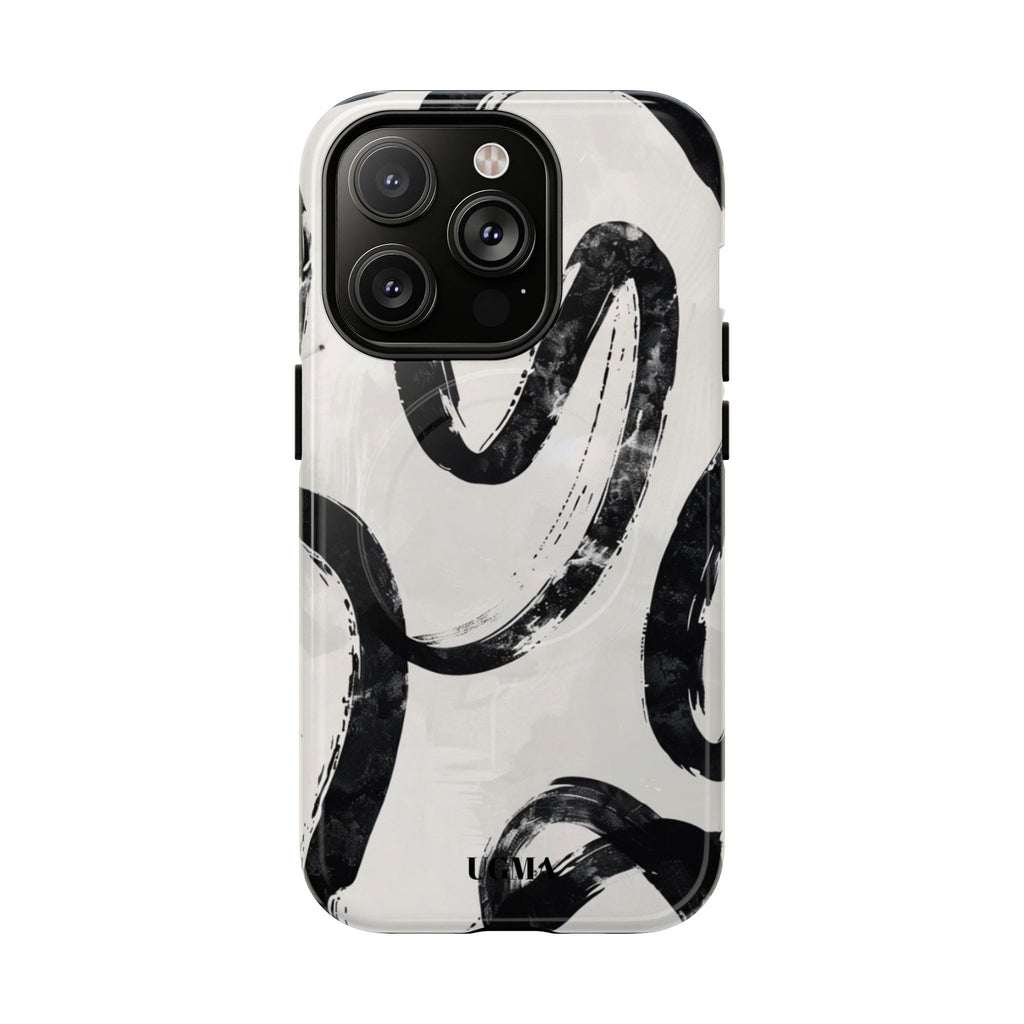 Abstract Black Brushstroke Tough Magnetic Phone Case — Protective Magnetic iPhone Cover