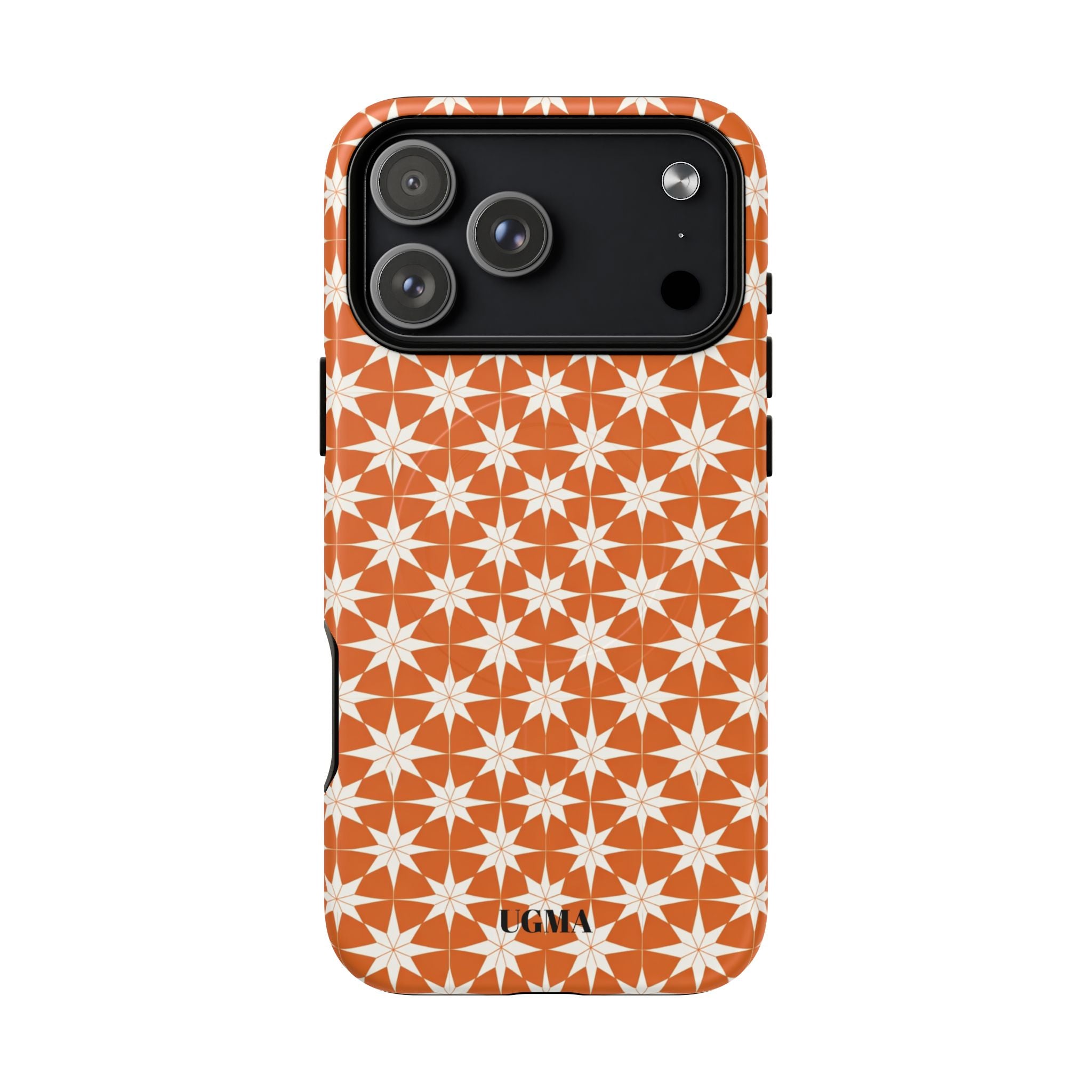 Magnetic Phone Case — Orange Geometric Star Pattern Tough Protective Cover