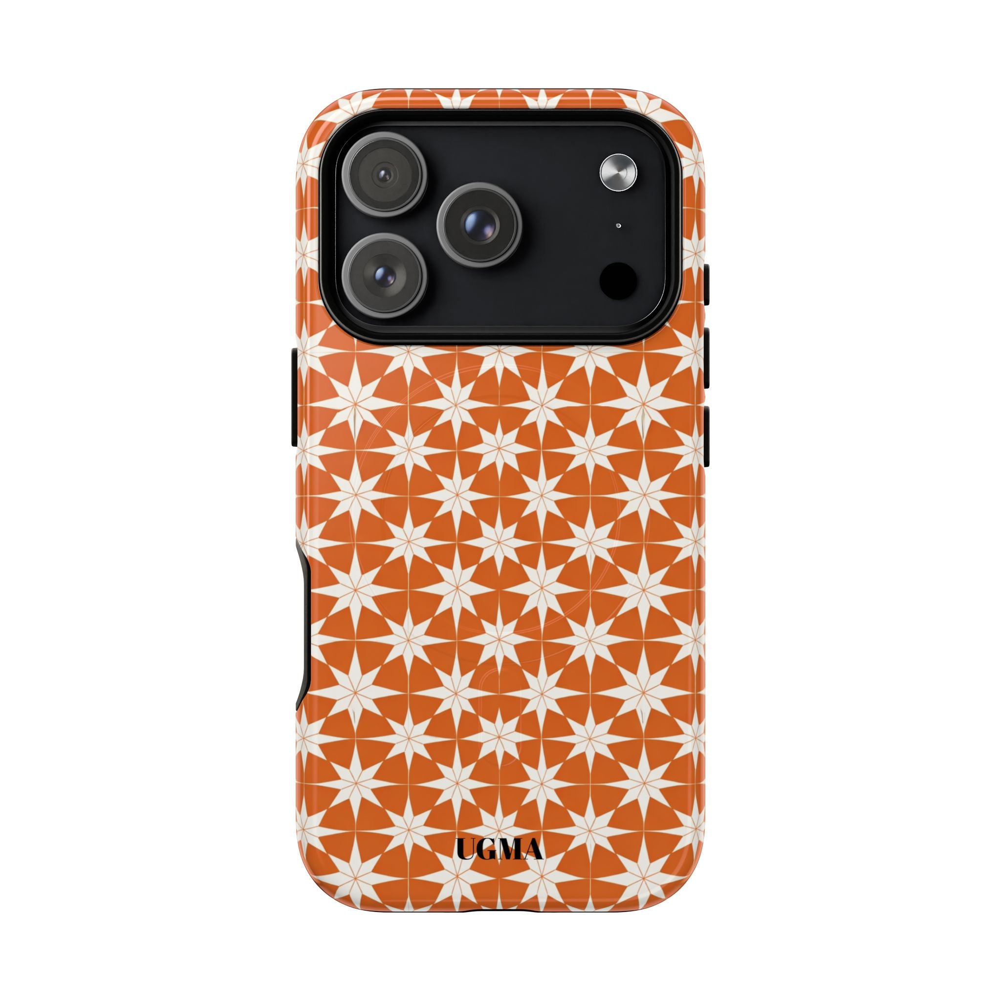 Magnetic Phone Case — Orange Geometric Star Pattern Tough Protective Cover