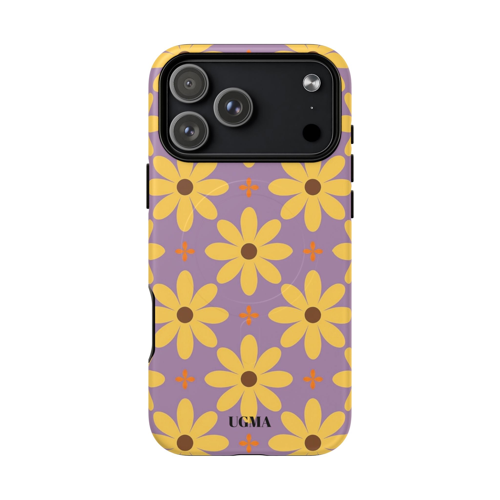 Floral Retro Daisy Tough Magnetic Phone Case — Yellow Flowers on Lavender
