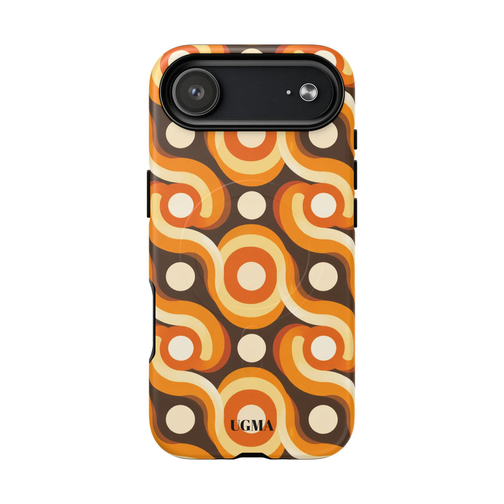 Retro Orange Swirl Phone Case — Tough Magnetic Protective Case