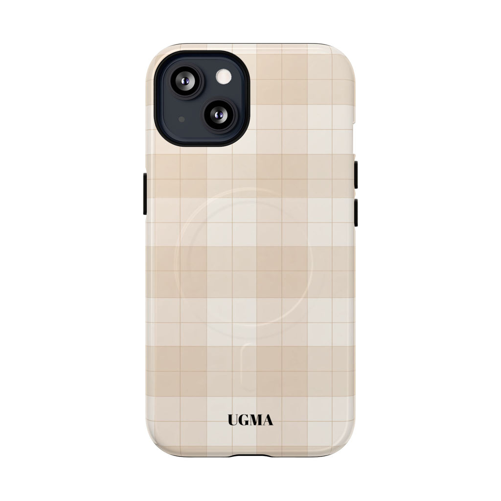 Beige Plaid Magnetic Phone Case — Tough Magnetic Protective iPhone Cover