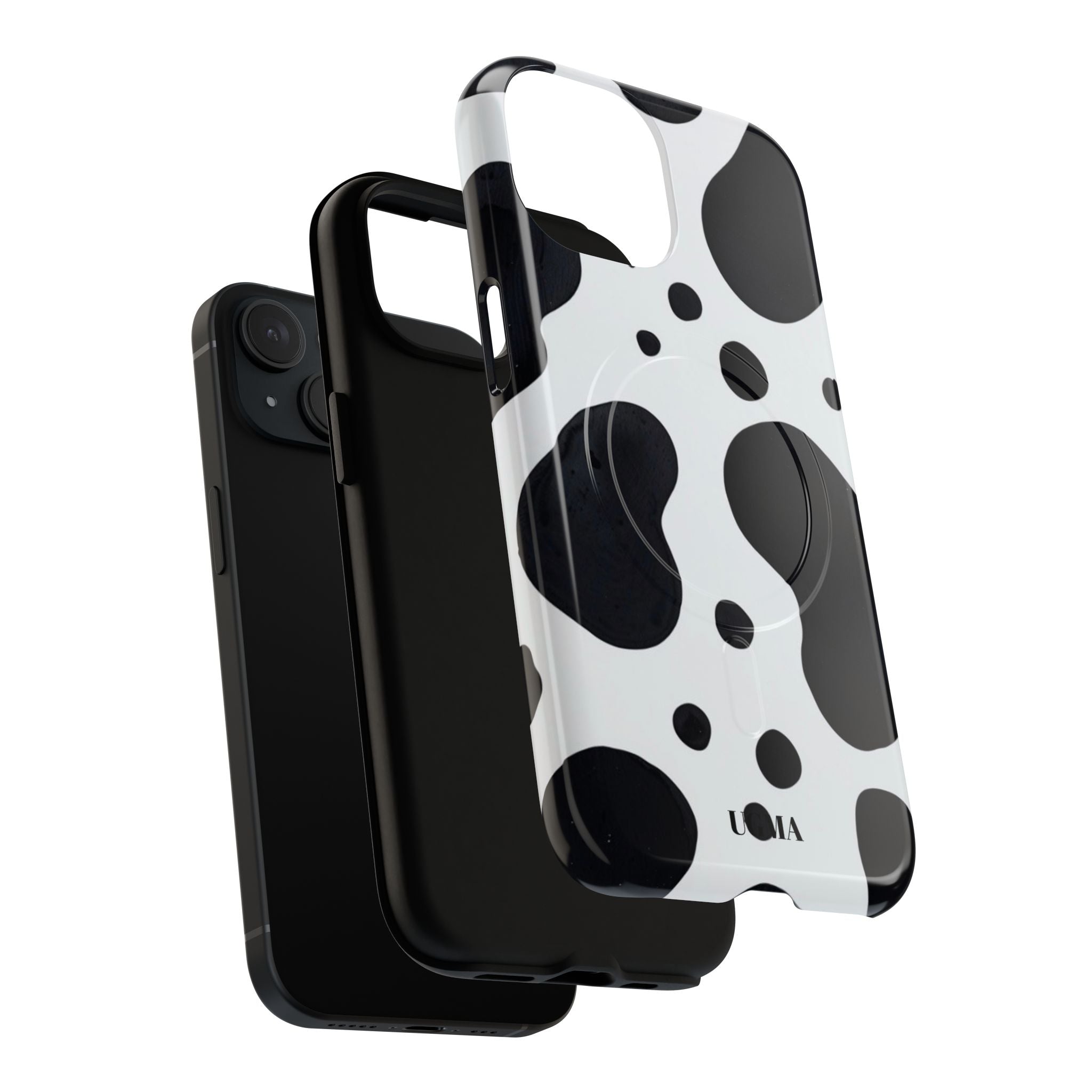 Cow Print Tough Magnetic Phone Case — Black & White Protective iPhone Cover
