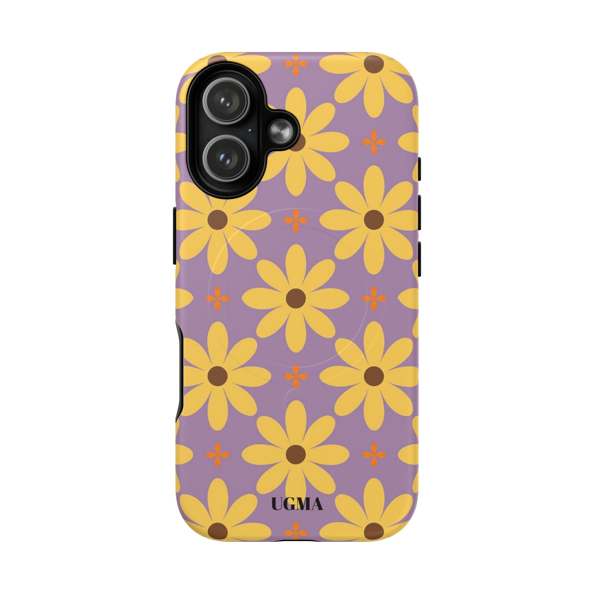 Floral Retro Daisy Tough Magnetic Phone Case — Yellow Flowers on Lavender