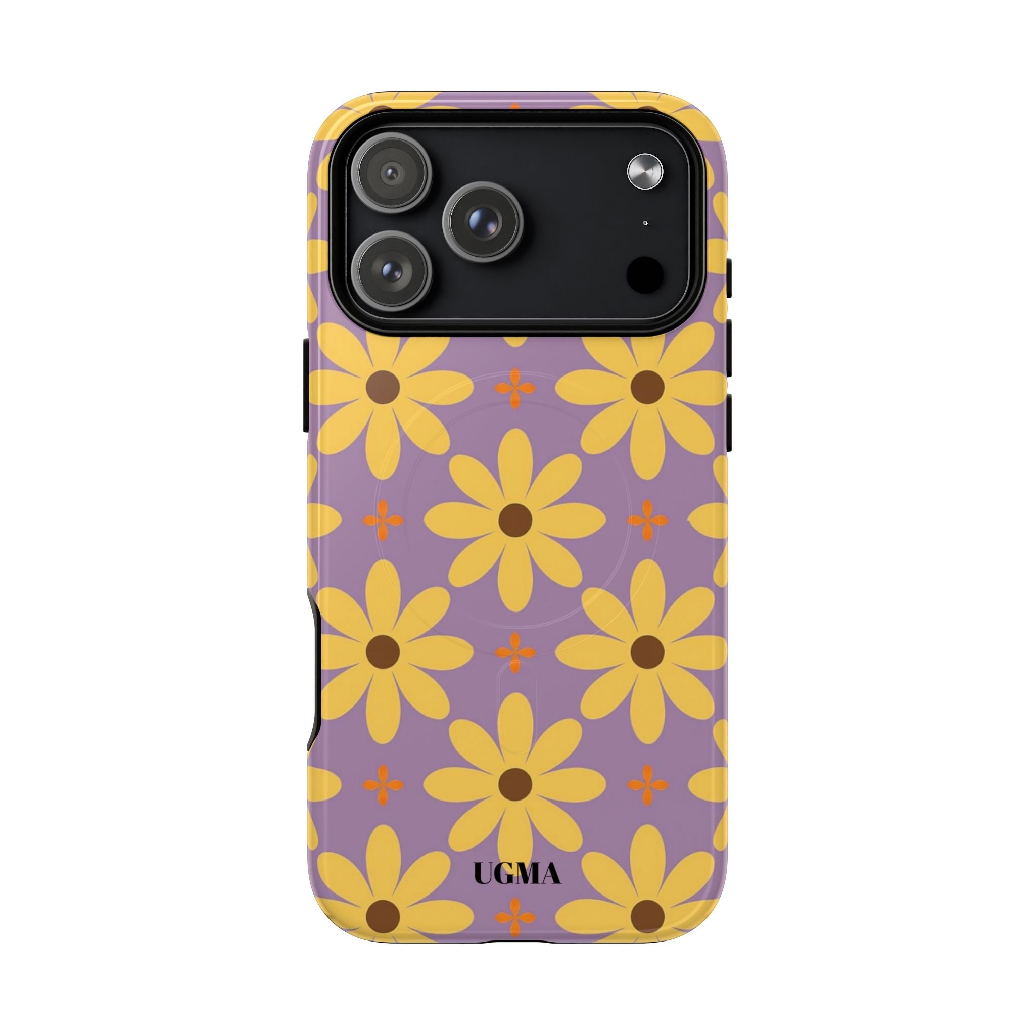 Floral Retro Daisy Tough Magnetic Phone Case — Yellow Flowers on Lavender