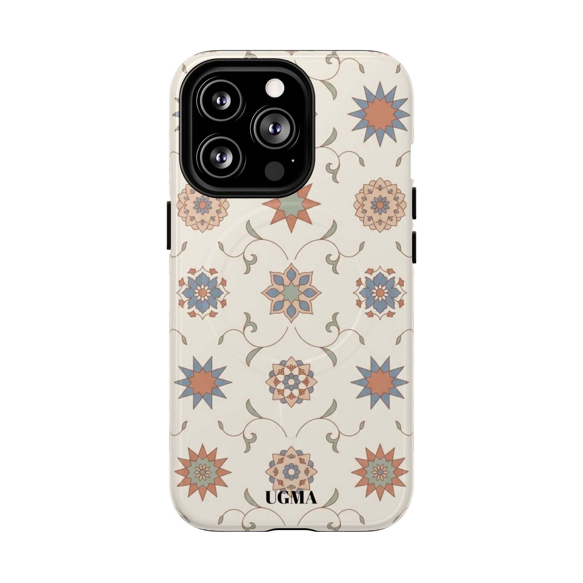 Floral Moroccan Tough Magnetic Phone Case — Boho Vintage Star Tile Design