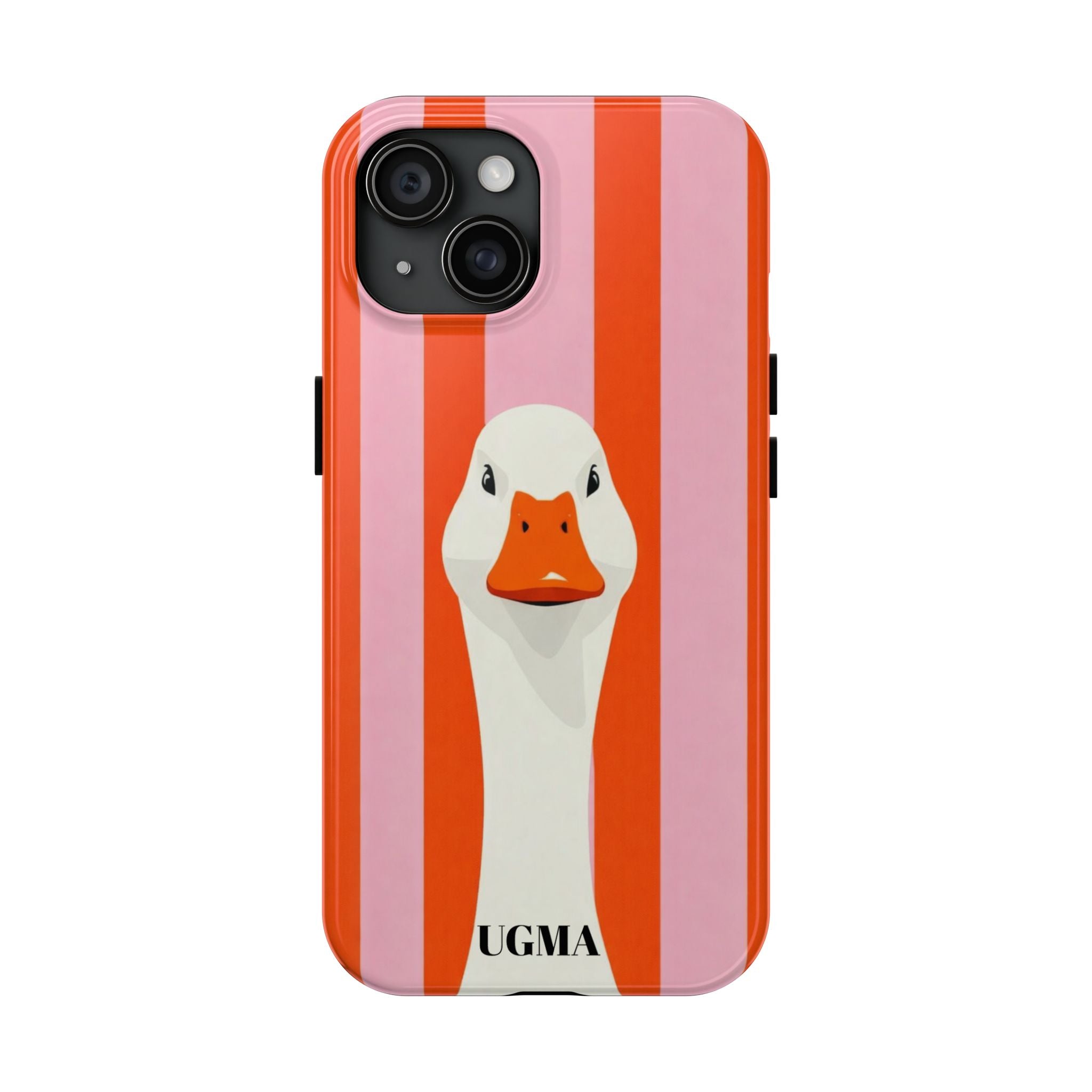 Goose Stripe Tough Phone Case — Quirky Duck Portrait Protective Cover