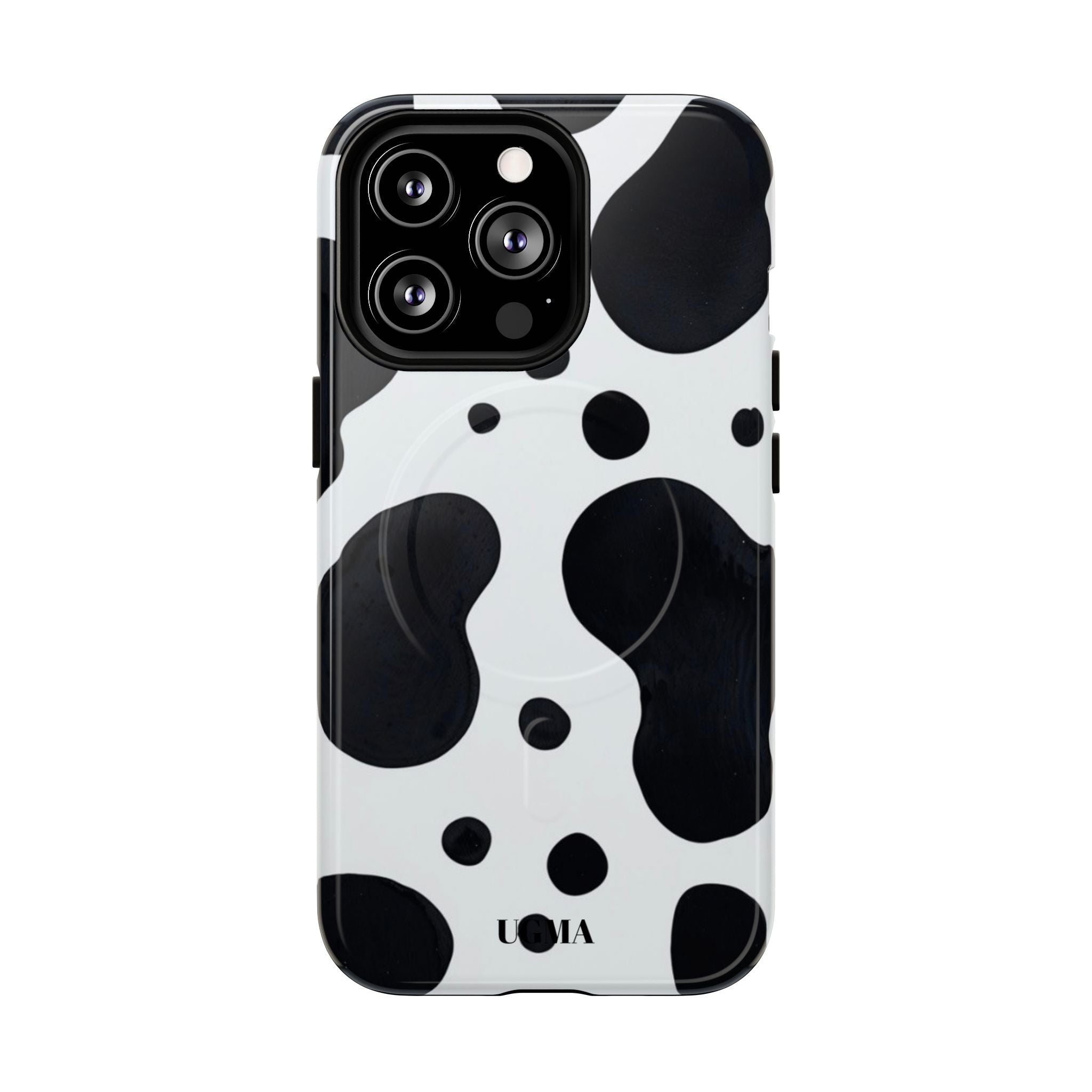 Cow Print Tough Magnetic Phone Case — Black & White Protective iPhone Cover
