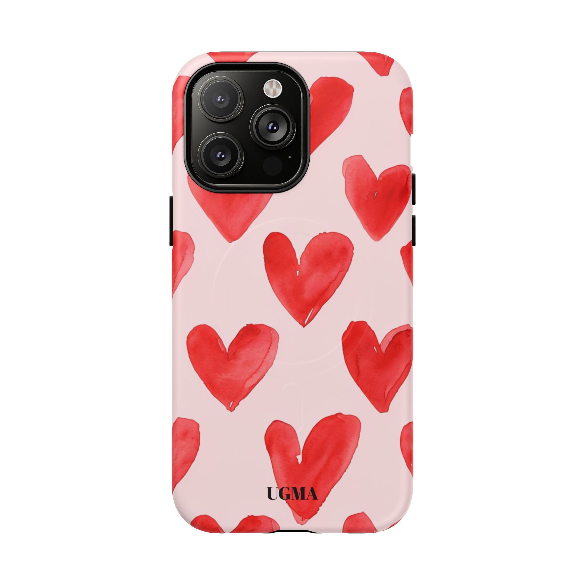 Phone Case - Red Watercolor Hearts Tough Magnetic Case