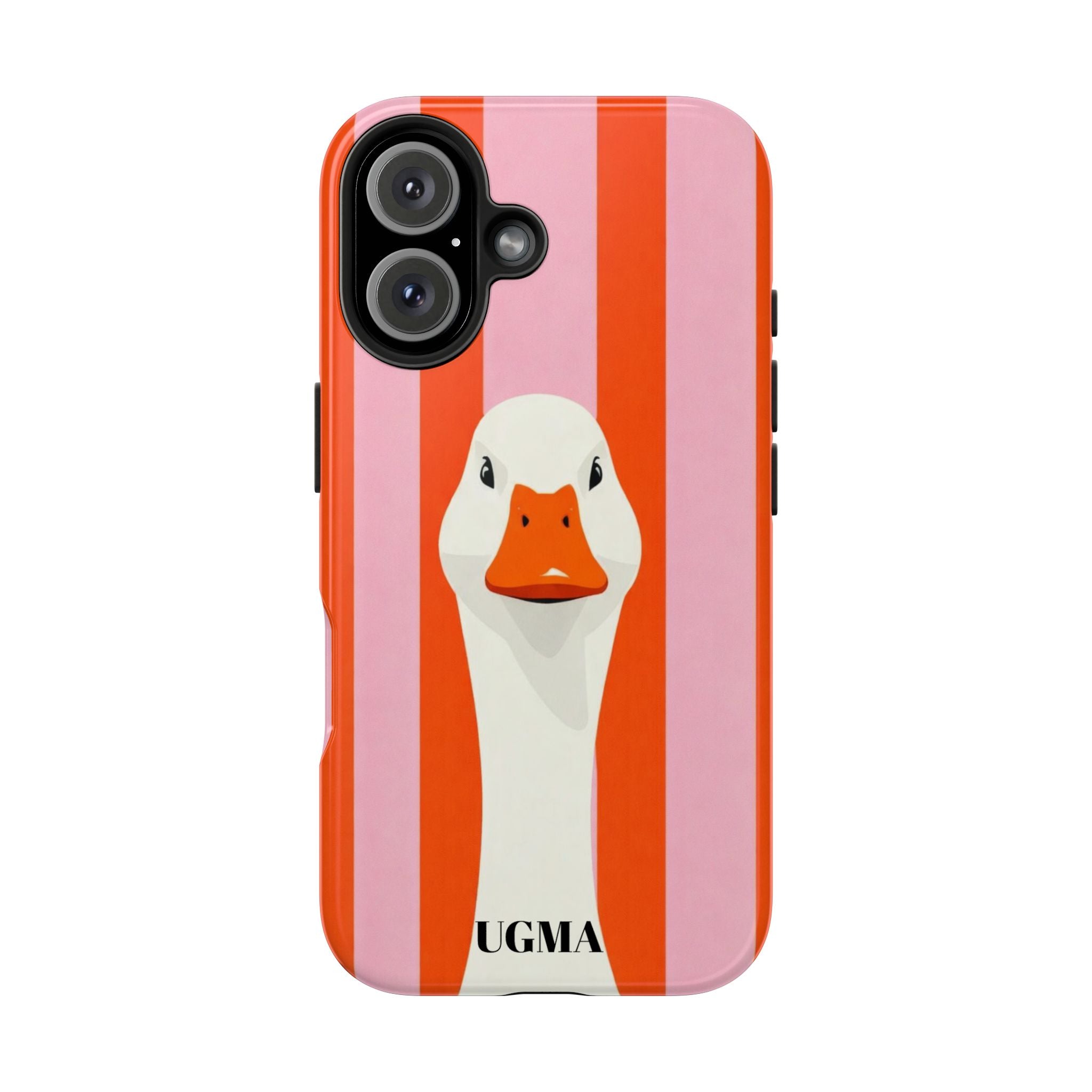 Goose Stripe Tough Phone Case — Quirky Duck Portrait Protective Cover