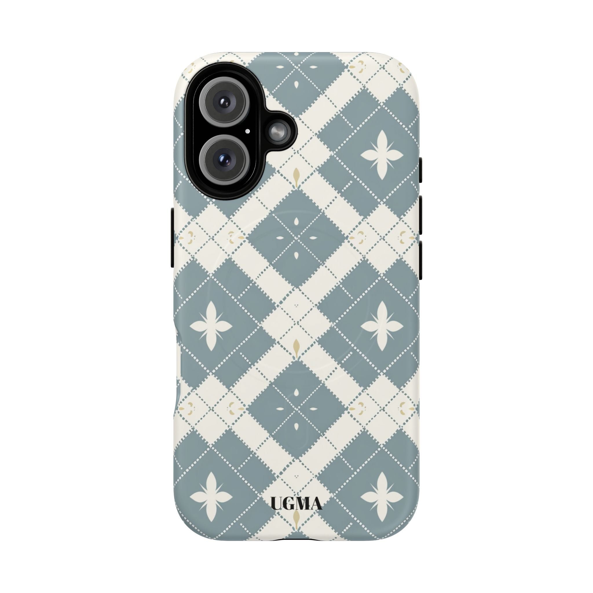 Argyle Fleur Tough Magnetic Phone Case — Blue Plaid Protective Cover