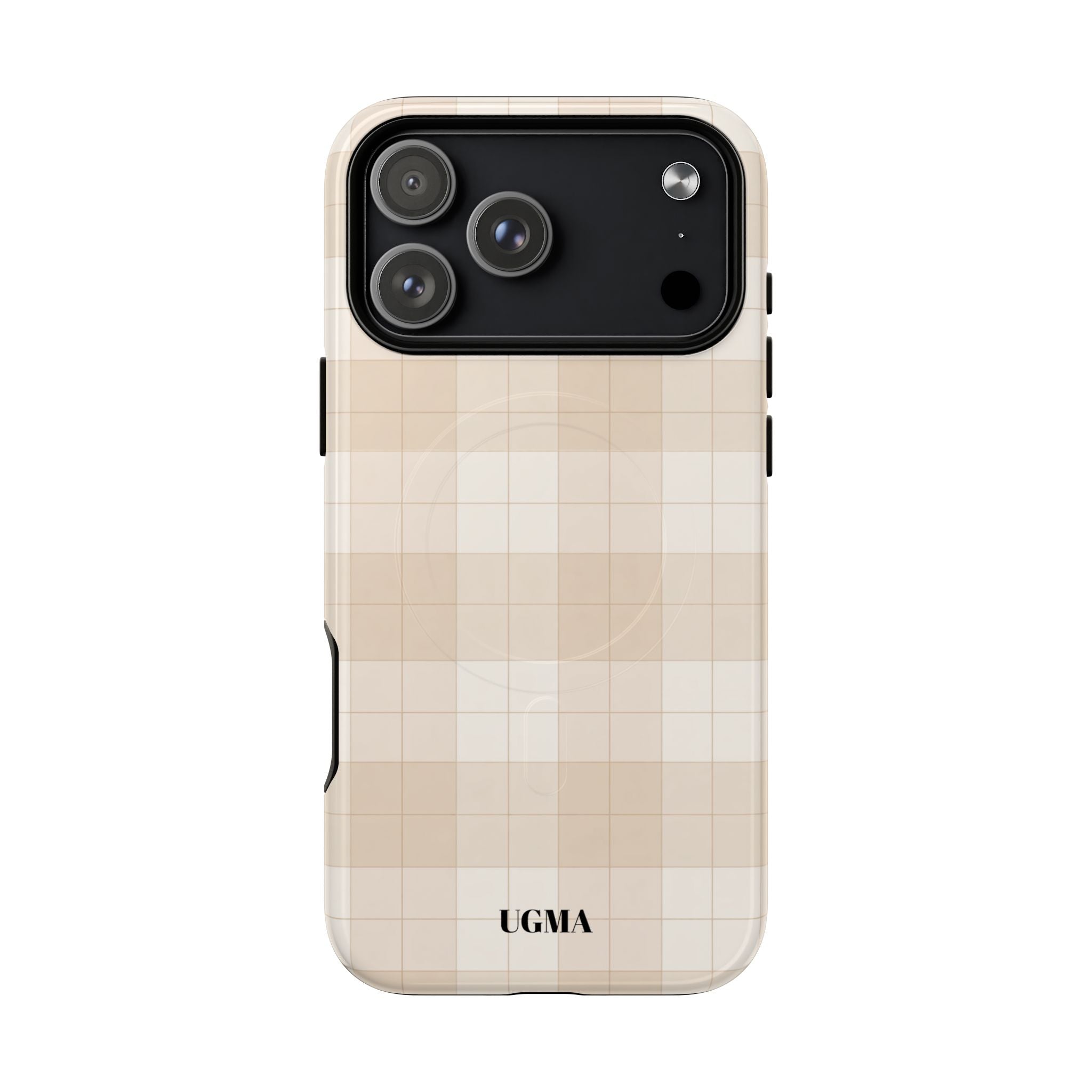 Beige Plaid Magnetic Phone Case — Tough Magnetic Protective iPhone Cover