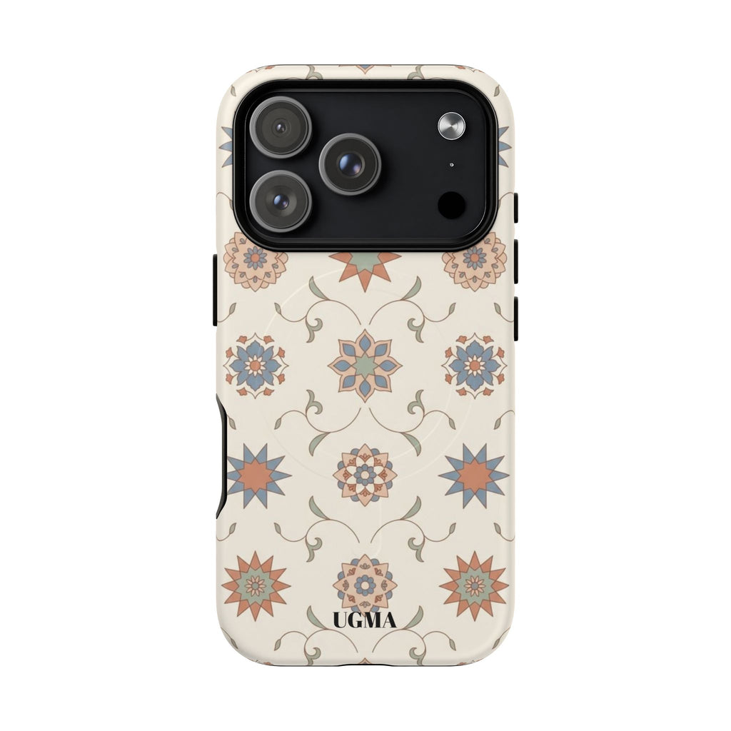 Floral Moroccan Tough Magnetic Phone Case — Boho Vintage Star Tile Design
