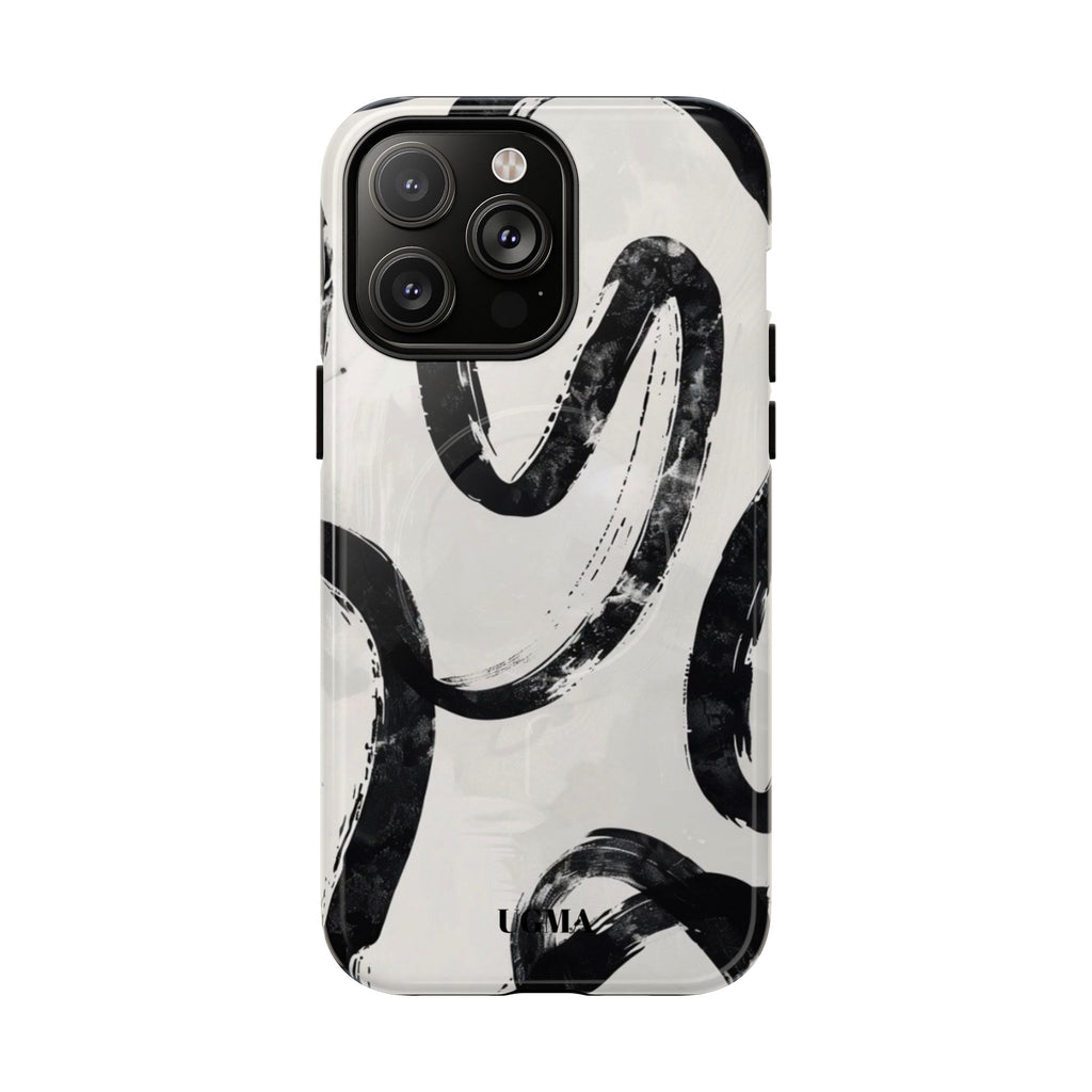Abstract Black Brushstroke Tough Magnetic Phone Case — Protective Magnetic iPhone Cover