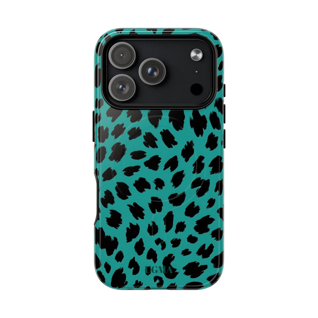 Teal Leopard Tough Magnetic Phone Case — Protective Magnetic iPhone Cover