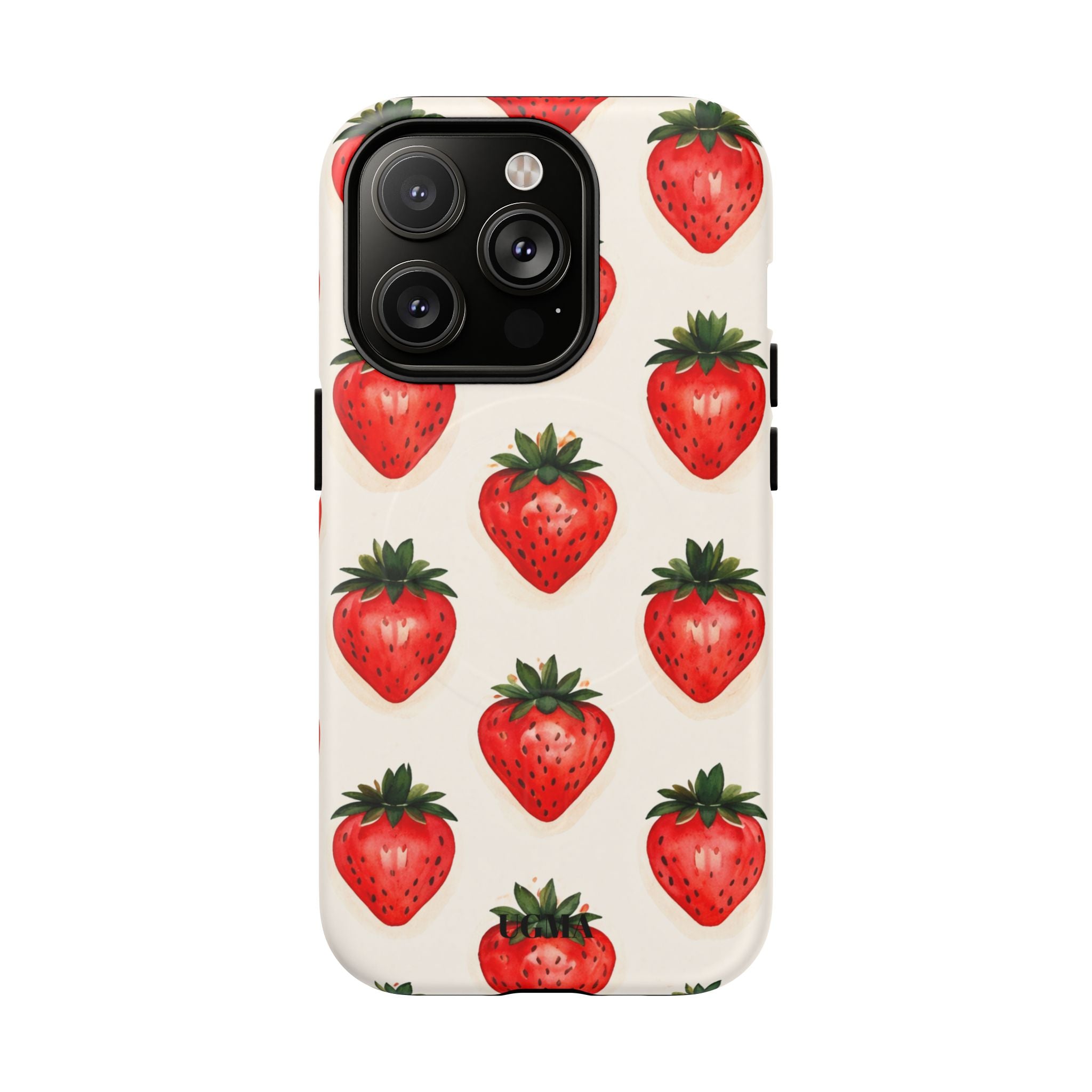 Strawberry Pattern Tough Magnetic Phone Case — Cute Fruit iPhone Cover